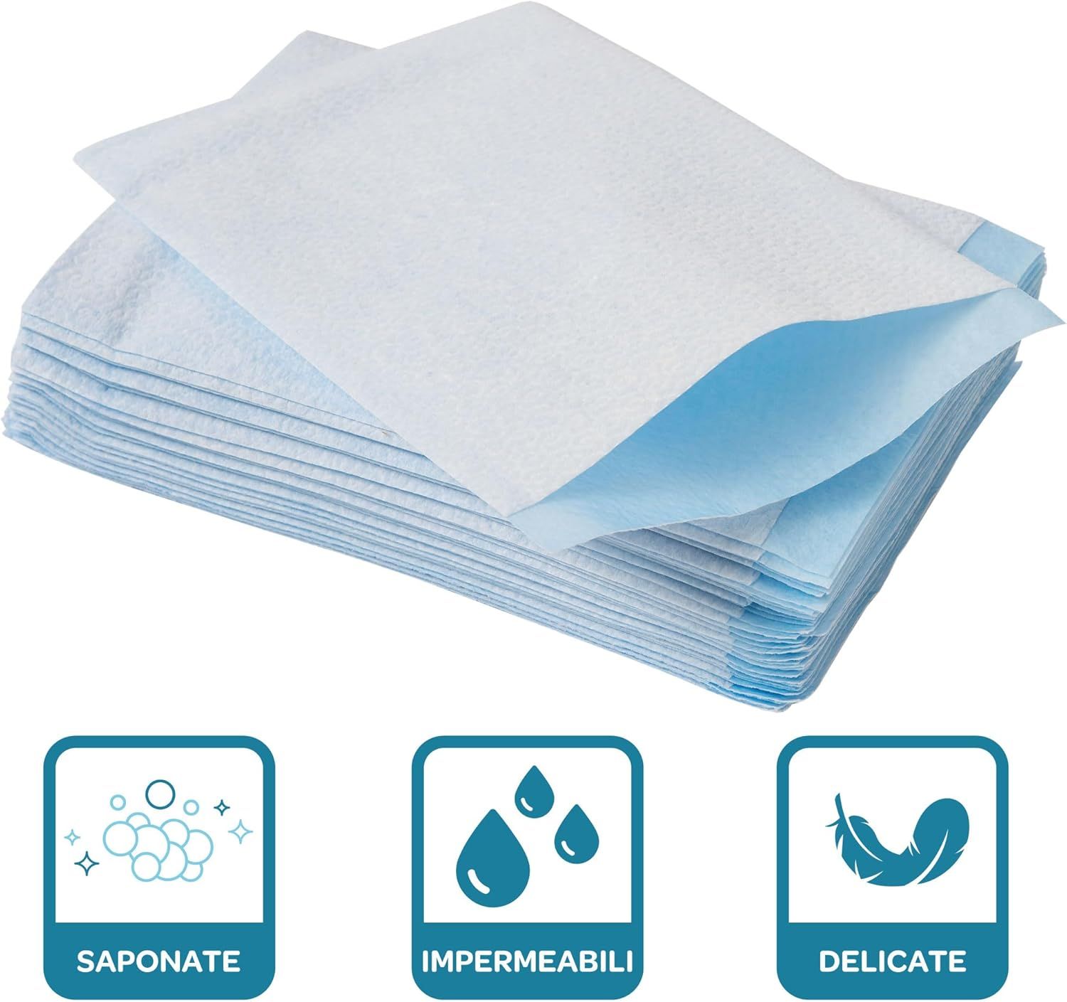 Stapel washandjes. Symbolen: Zeepachtig, waterdicht, zacht.