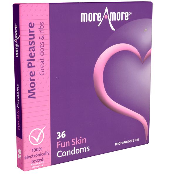 More Amore *Fun Skin* extra feuchte Kondome mit Rippen und Noppen