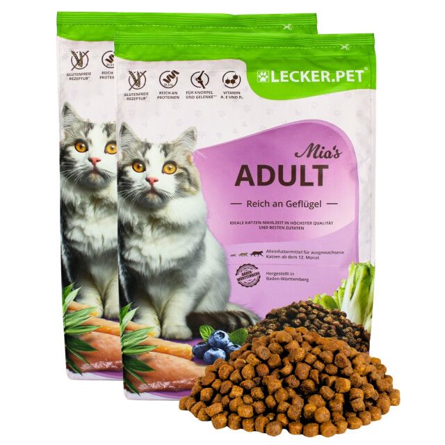 5 kg Lecker.Pet® Mia's Adult Herzhaftes Geflügel Katzenfutter Trockenfutter Vollnahrung