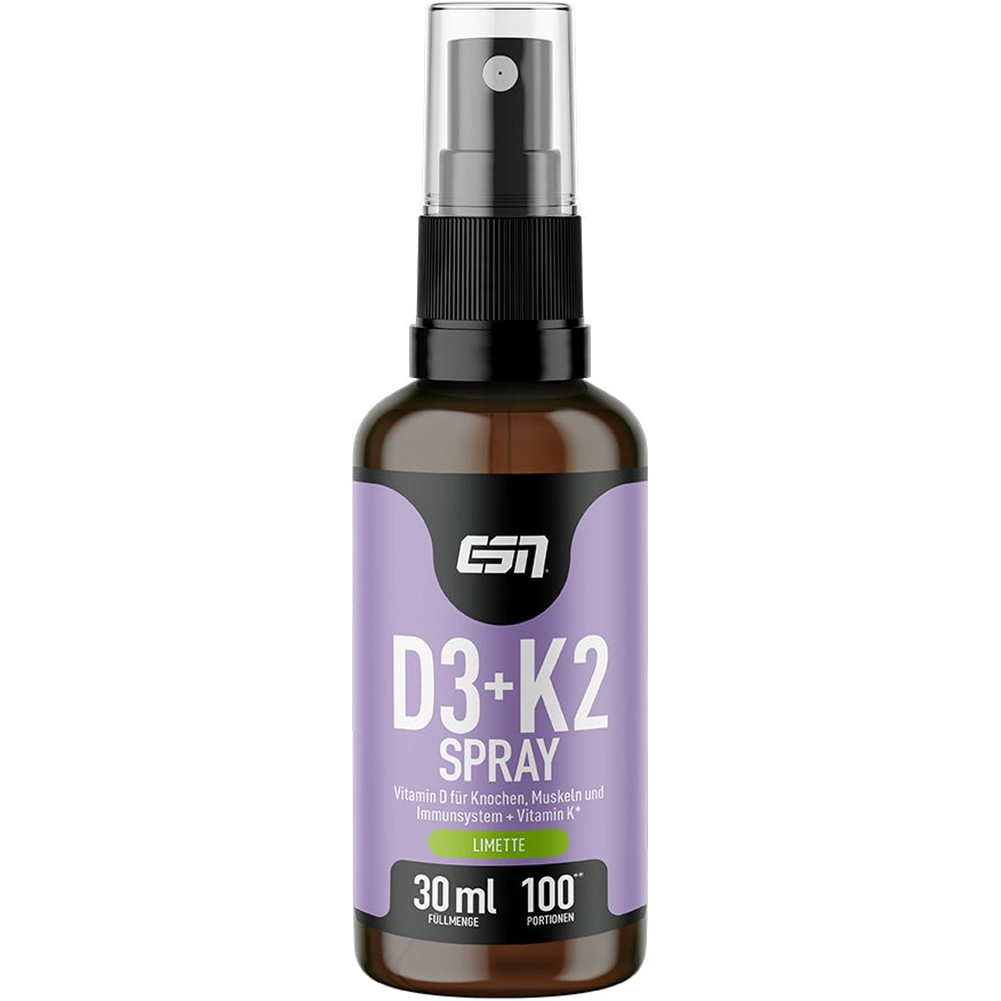 Vitamin D3+K2 Spray - hochdosiert und ergiebig – für mehr als 3 Monate versorgt - Geschmack: Limette