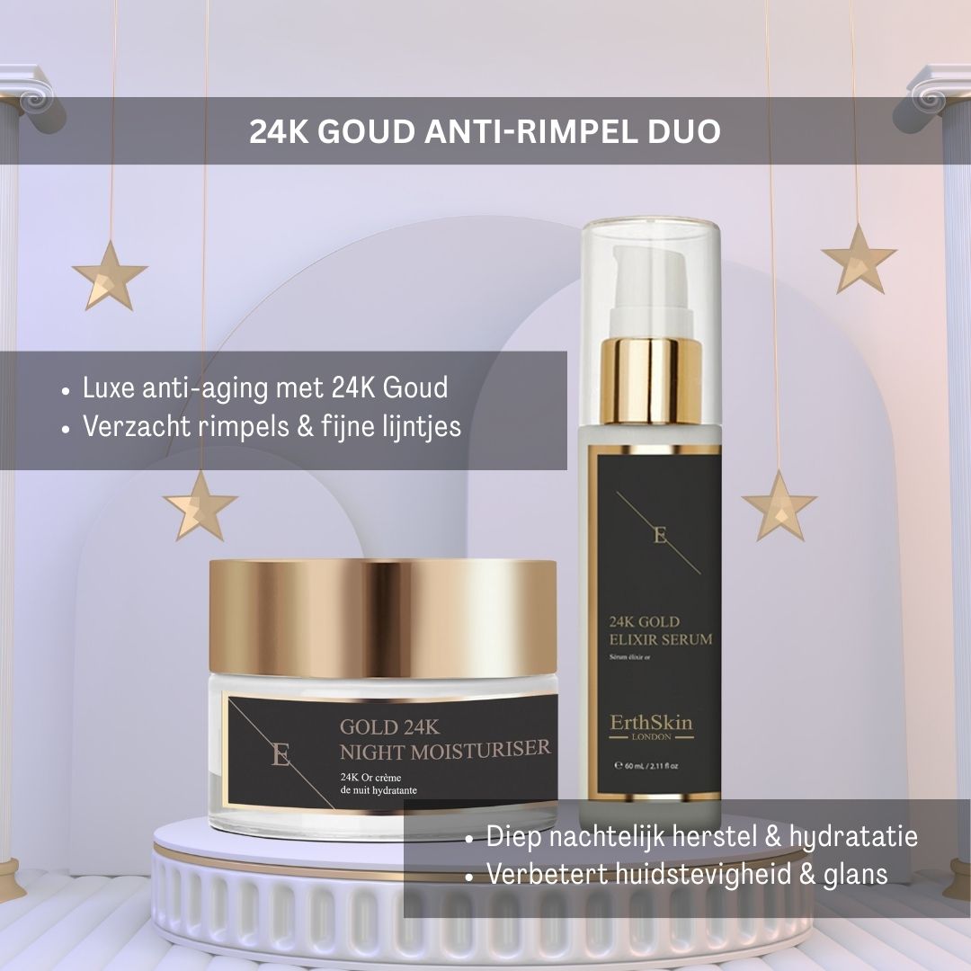 ErthSkin London 24K Gold Anti-Falten Duo mit Serum und Nachtcreme.