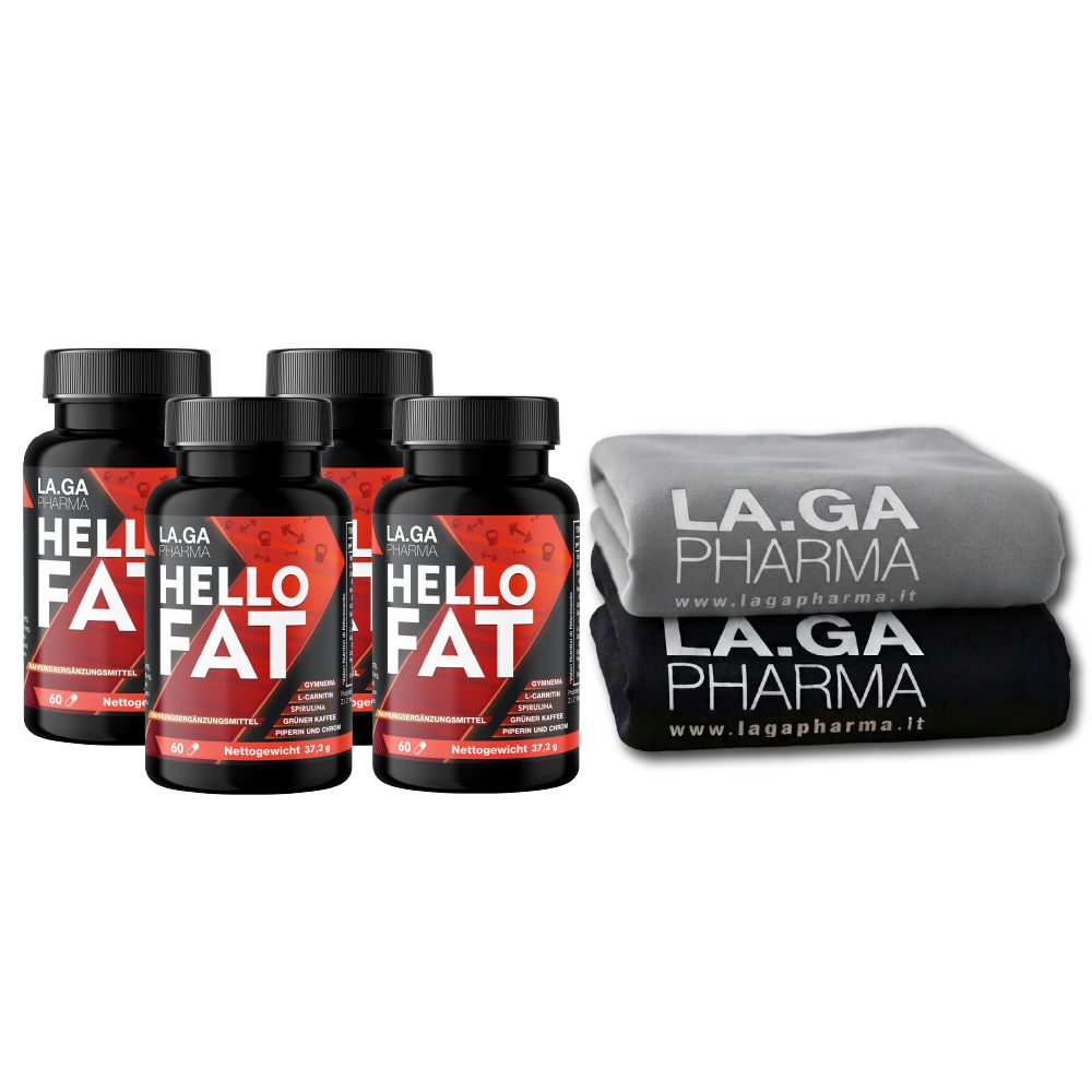 La.ga Sparset Fatburner 4x HelloFat – Abnehmen & Stoffwechsel + Sport-Handtuch 240 St