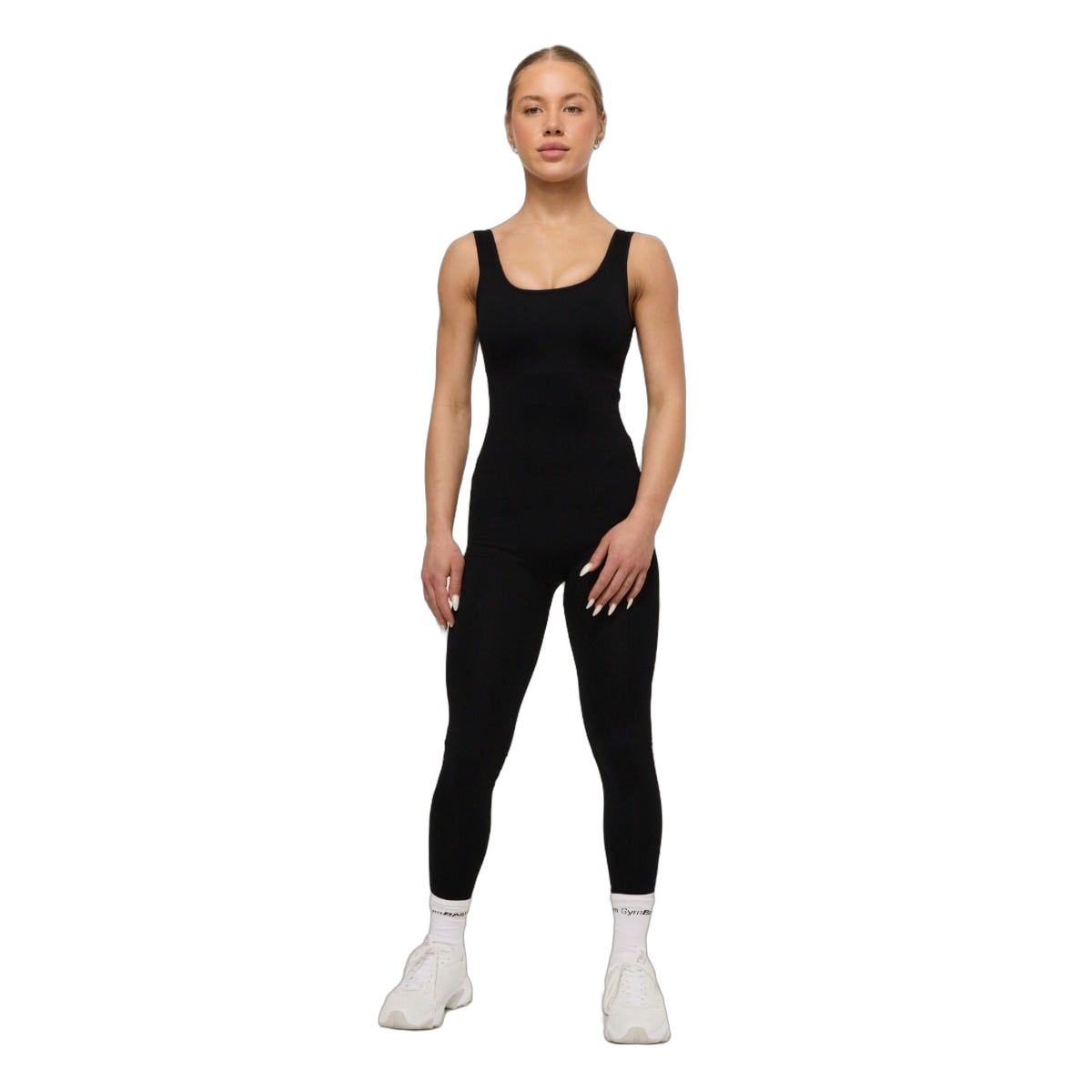 Damen Jumpsuit Slim ärmellos mit tiefem Ausschnitt GymBabe Schwarz 1 St