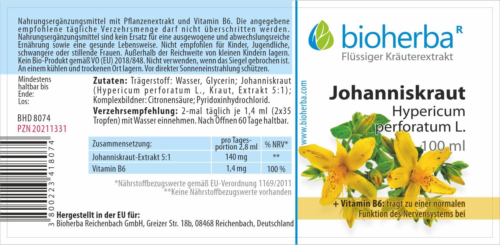 Johanniskraut Tropfen Tinktur 50 ml PZN 17187391