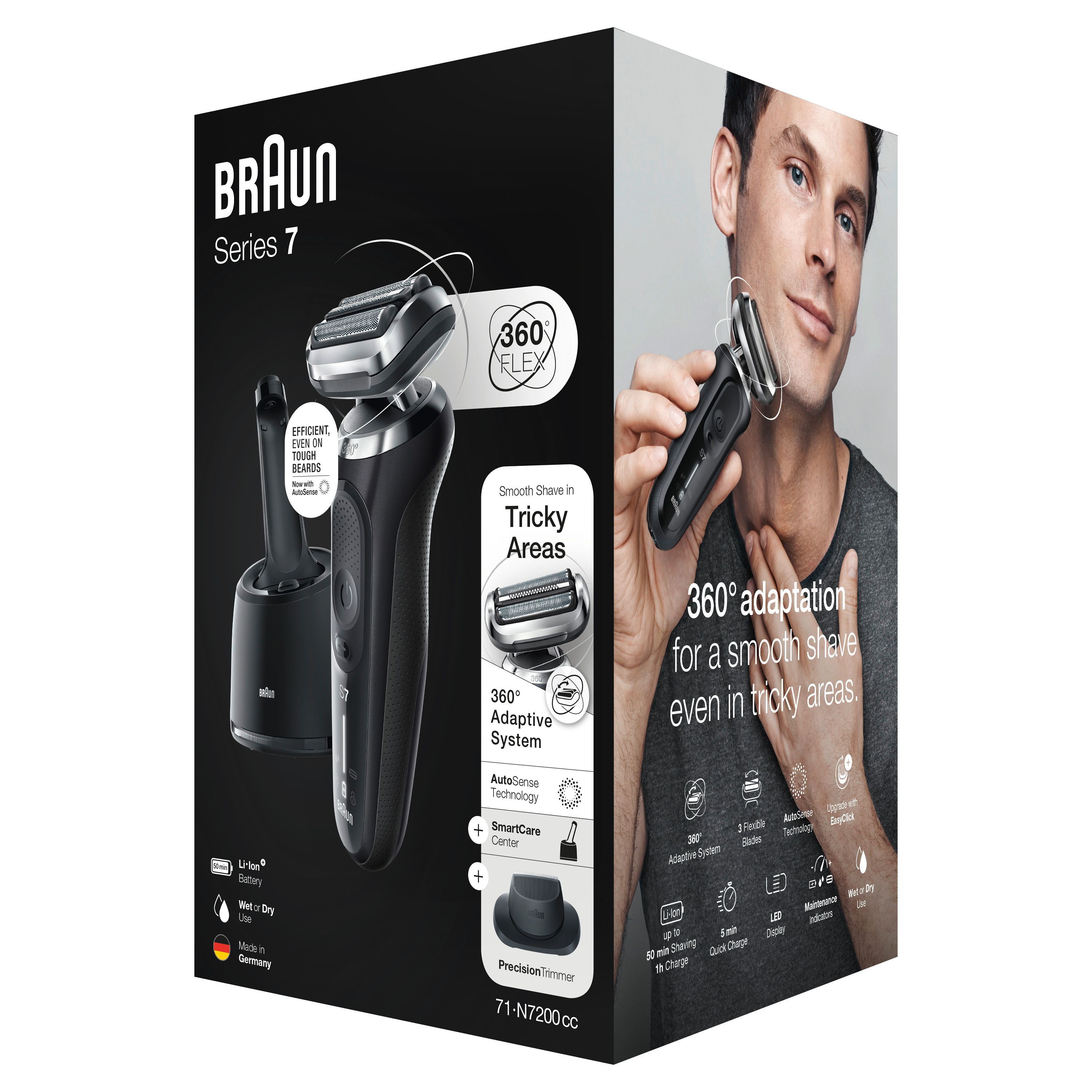Braun - Elektrischer Rasierer für Männer "Series 7 70-N7200cc" in Schwarz