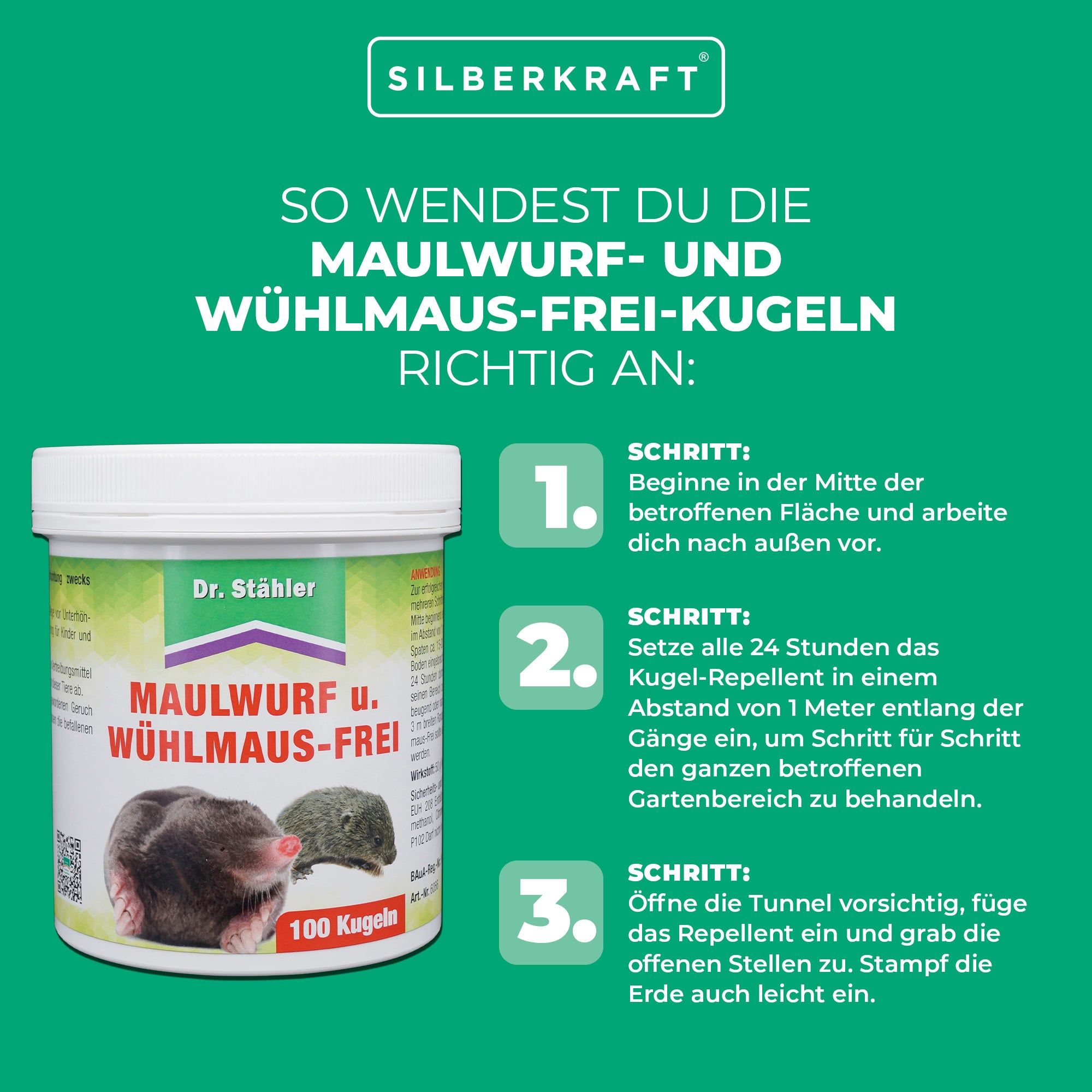 Silberkraft Maulwurf- u. Wühlmausfrei 50 St