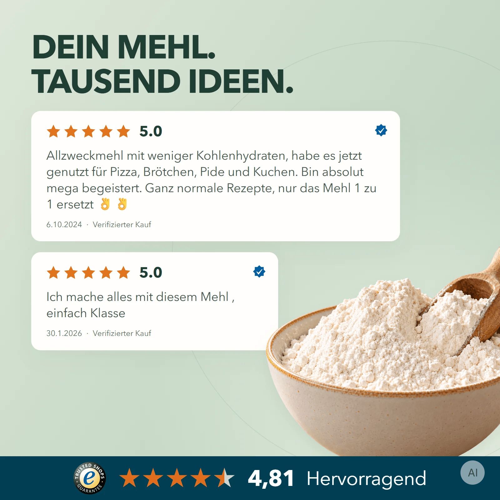 Ein Teller mit Klößen, garniert mit gebratenen Zwiebeln und Kräutern.