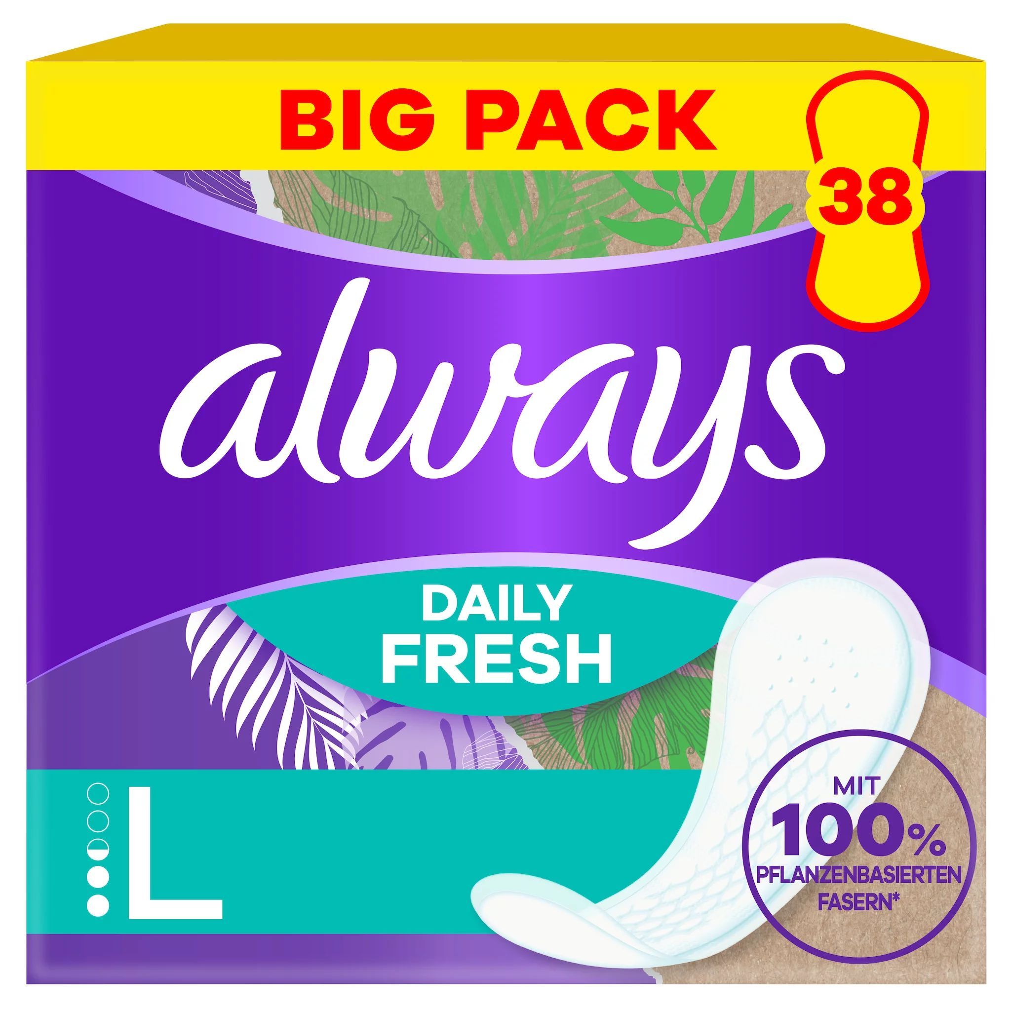 always Slipeinlage Daily Fresh Pflanzenbasiert, Long BigPack 38 St