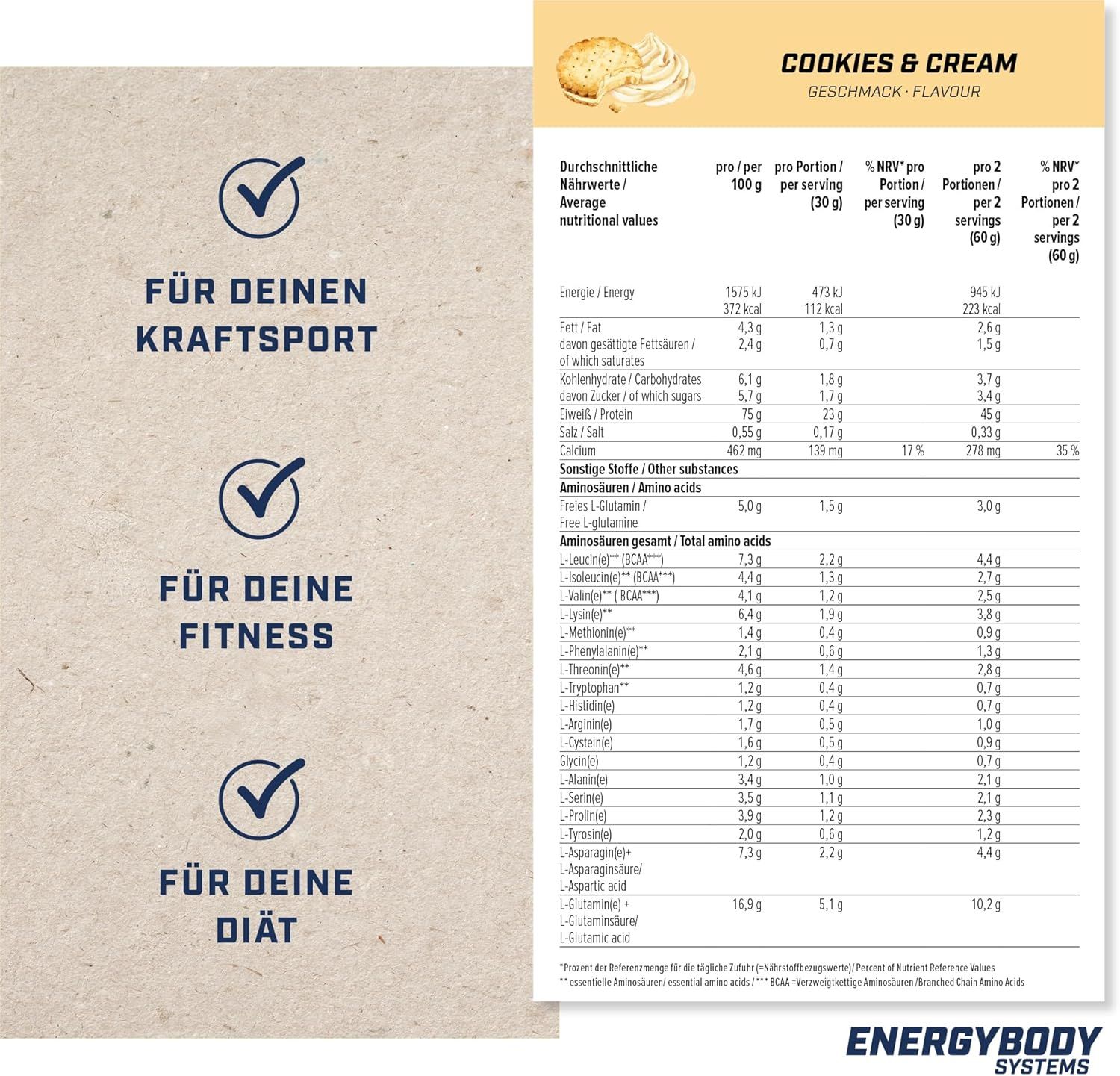 Energybody Systems Nature Whey Protein Cookies & Cream