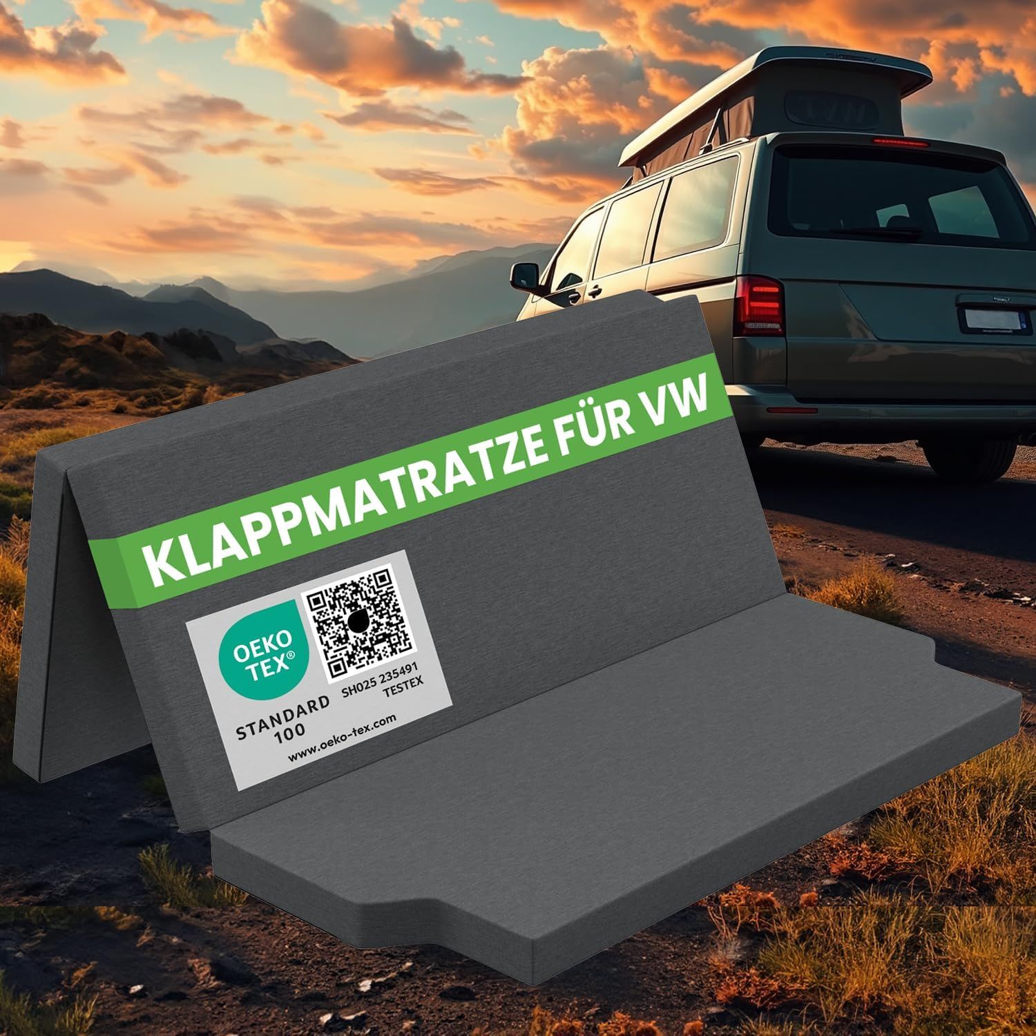ELONEO Klappmatratze für VW Modelle, 8cm dick, maßgeschneidert, waschbarer Stoffbezug