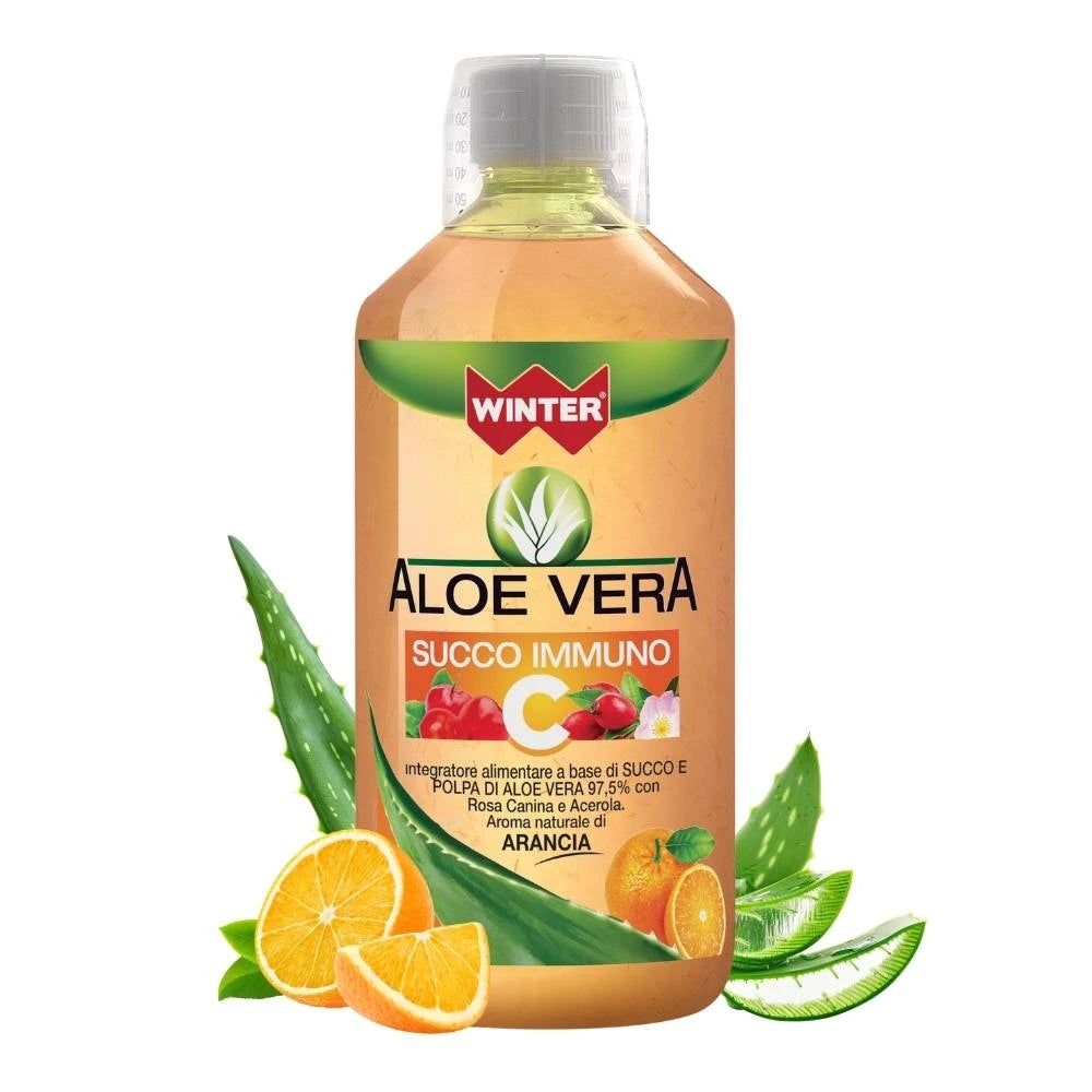 Winter Aloe Vera da Bere Immuno C con Rosa Canina e Acerola – Succo Naturale Senza Aloina