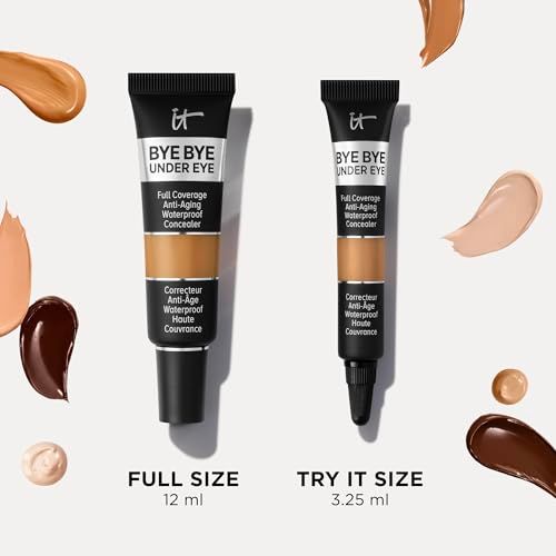 Zwei Concealer-Tuben. Links: Full Size, 12 ml. Rechts: Try It Size, 3,25 ml. Produktverläufe sind sichtbar.