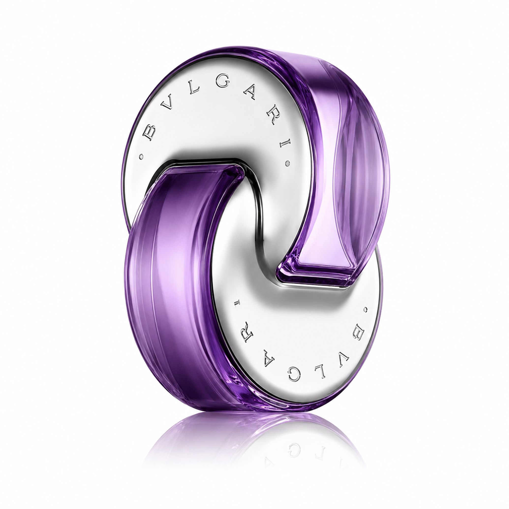 Bvlgari Omnia Amethyste Eau de Toilette Spray Flakon, lila und silber.
