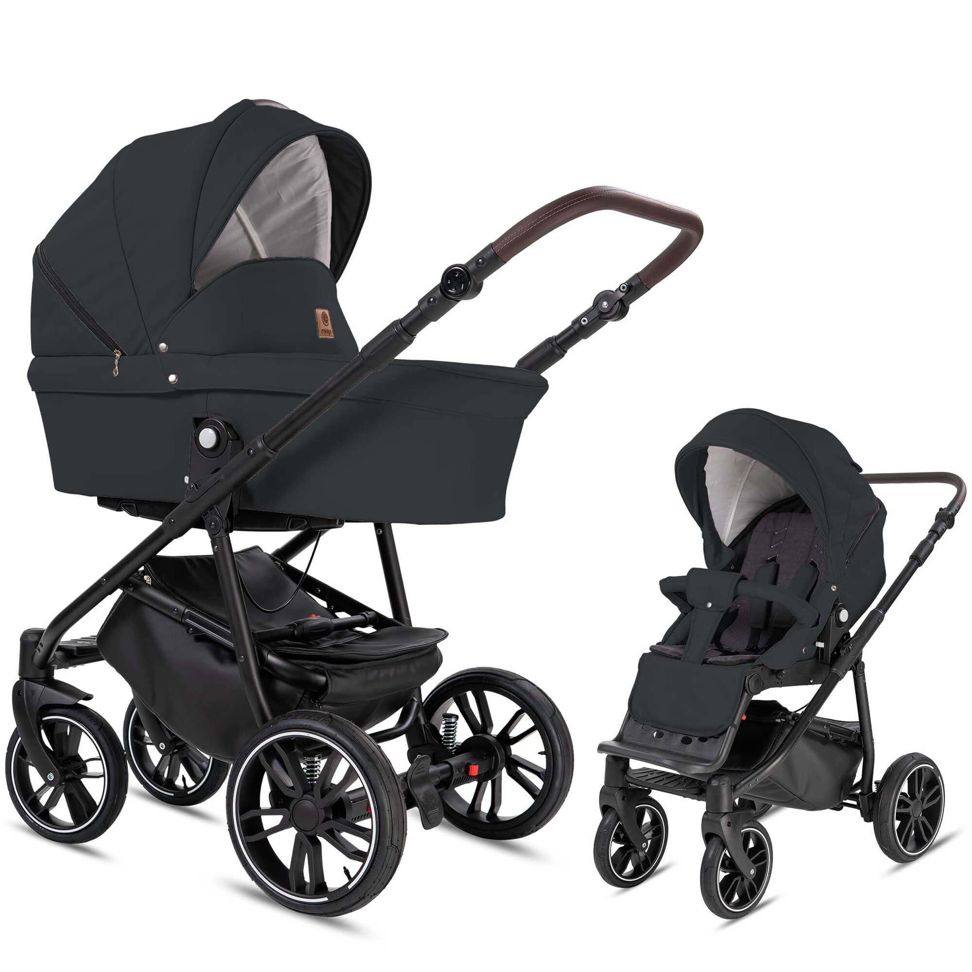 Friedrich Hugo Minigo Beat 2 in 1 Kinderwagen Gelreifen, Dark Grey