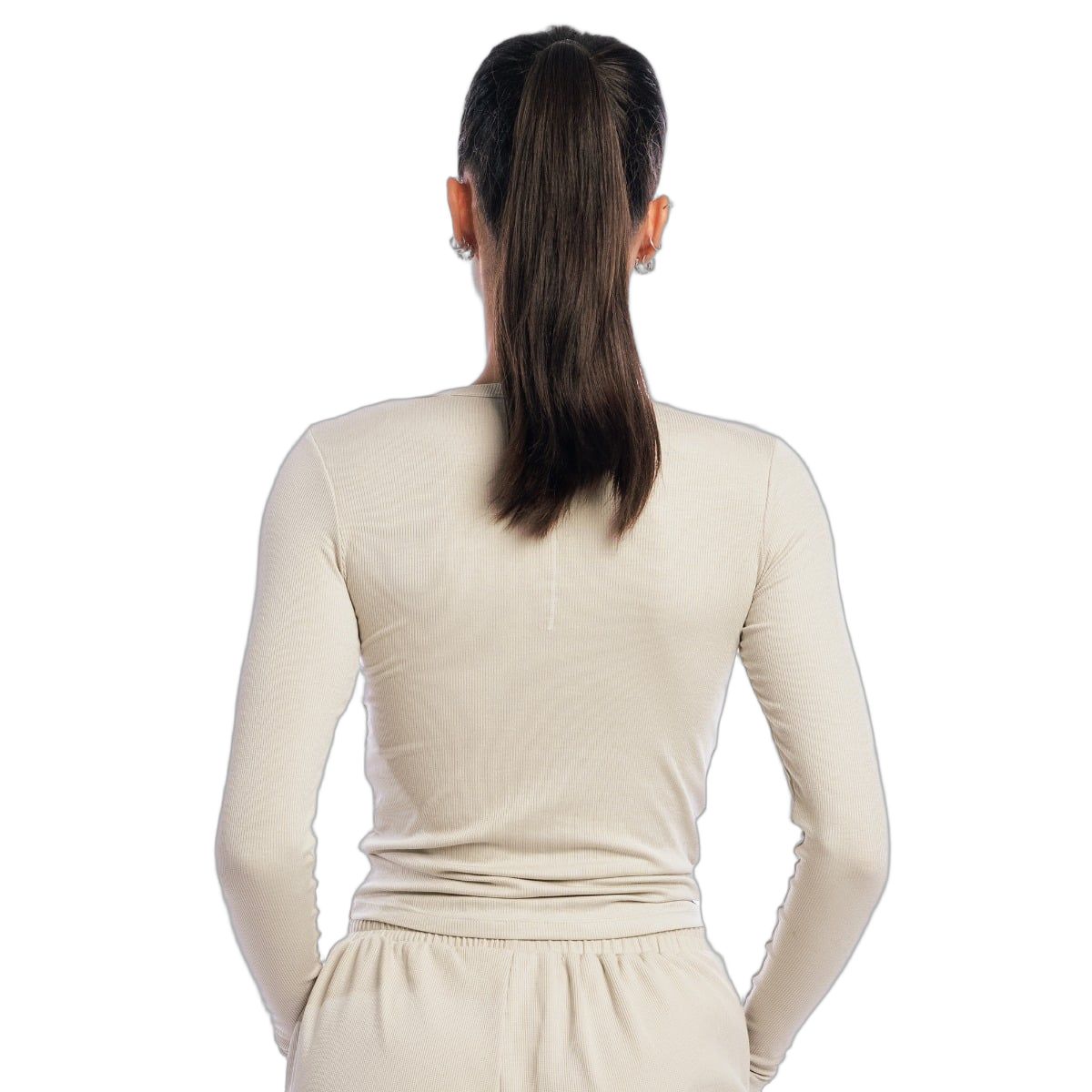 GymBeam Langarm Shirt Damen Aura slim mit rundem Ausschnitt in Grau