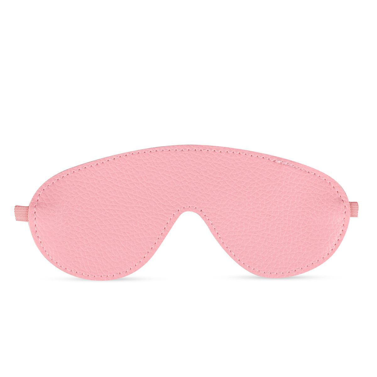 Maschera per gli occhi rosa. Di forma ovale, con bordi cuciti. Due cinturini per fissare.