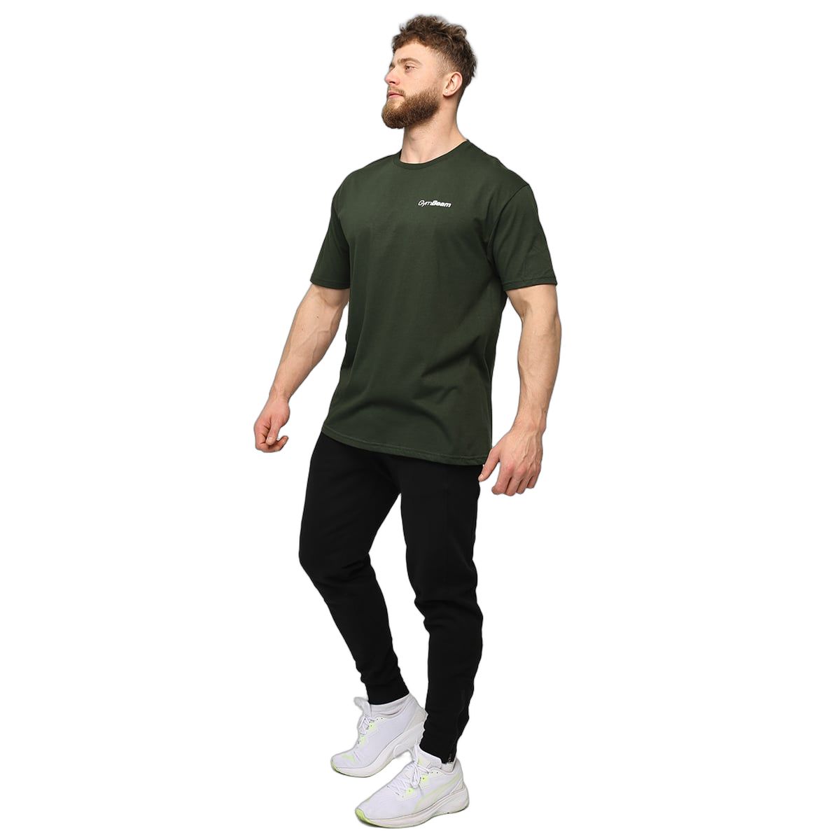 GymBeam T-Shirt Herren regular Kurzarm Grün Basic
