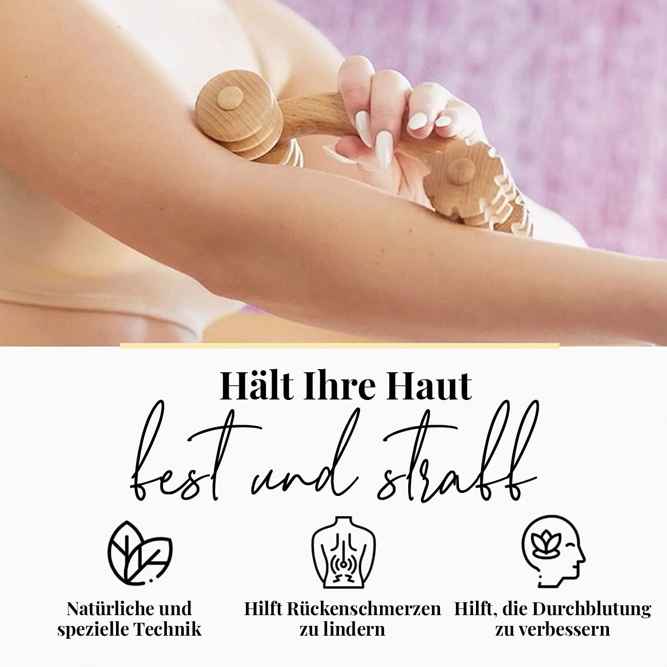 tuuli Massagegerät Rücken Nacken Schulter Massageroller Roller aus Holz