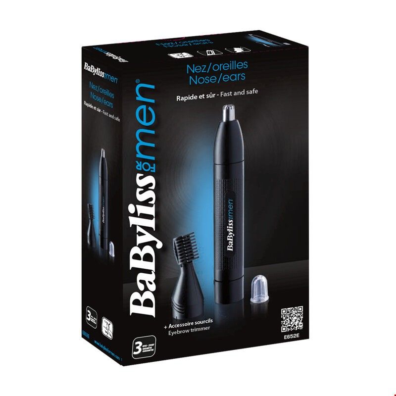 BaByliss For Men E652E Ohren - und Nasenhaartrimmer + Aufsatz zum Zurechtschneiden der Augenbrauen 1 St.