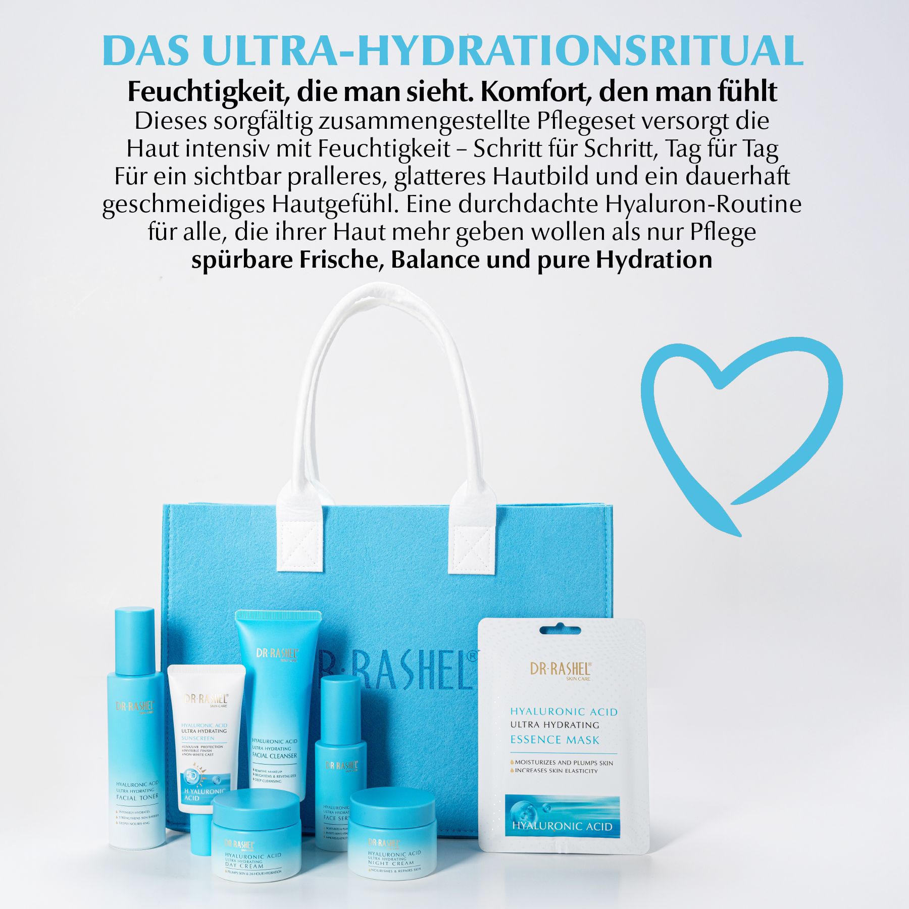 DR RASHEL Gesichtspflege-Set Hyaluronsäure Hyaluronic Acid Serum Cream Toner