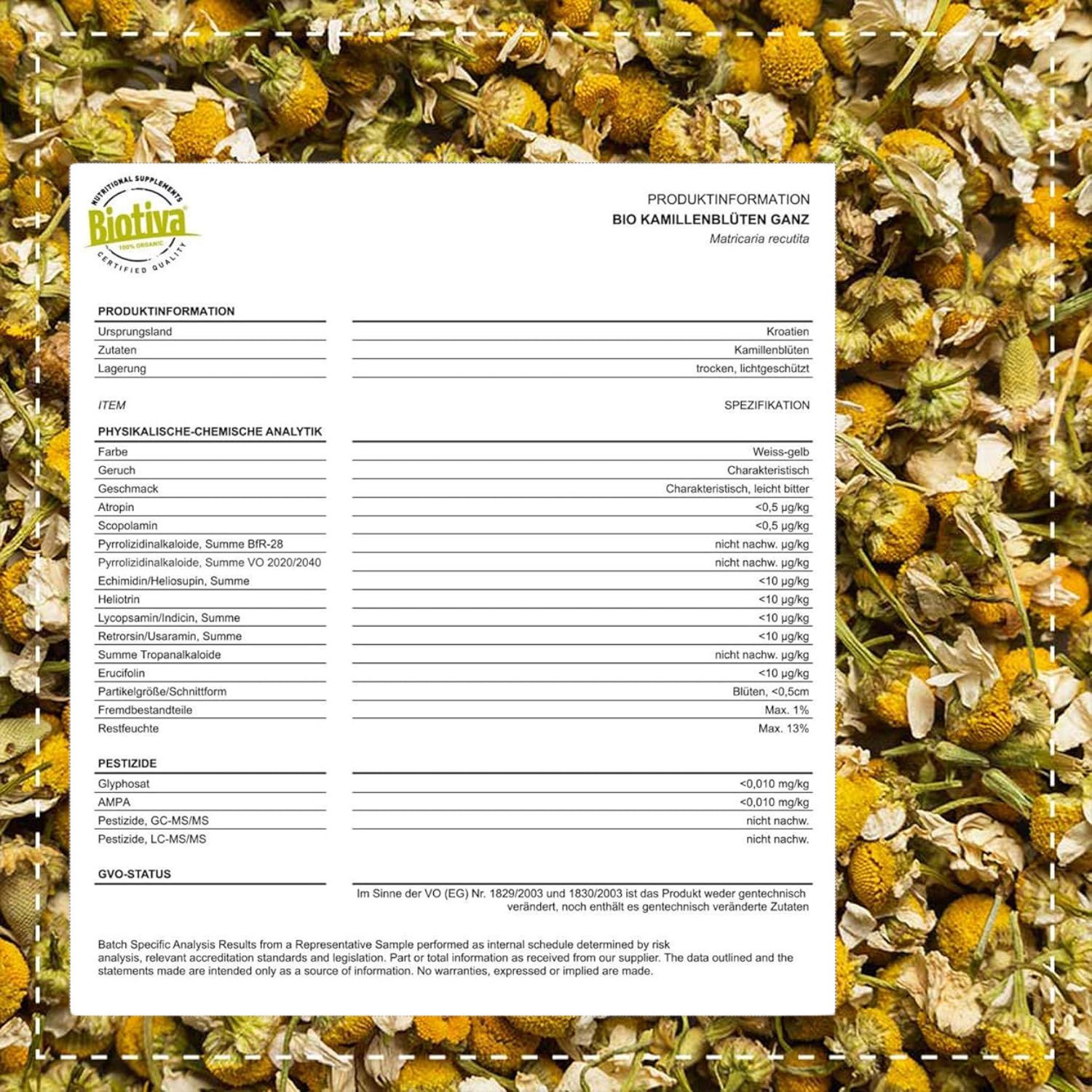 Biotiva Kamillen Blüten Tee Bio