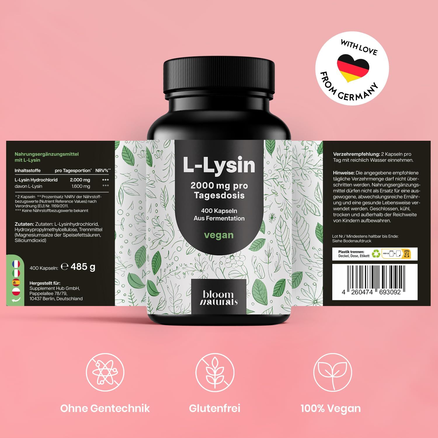 Bloom Naturals L-Lysin Kapseln