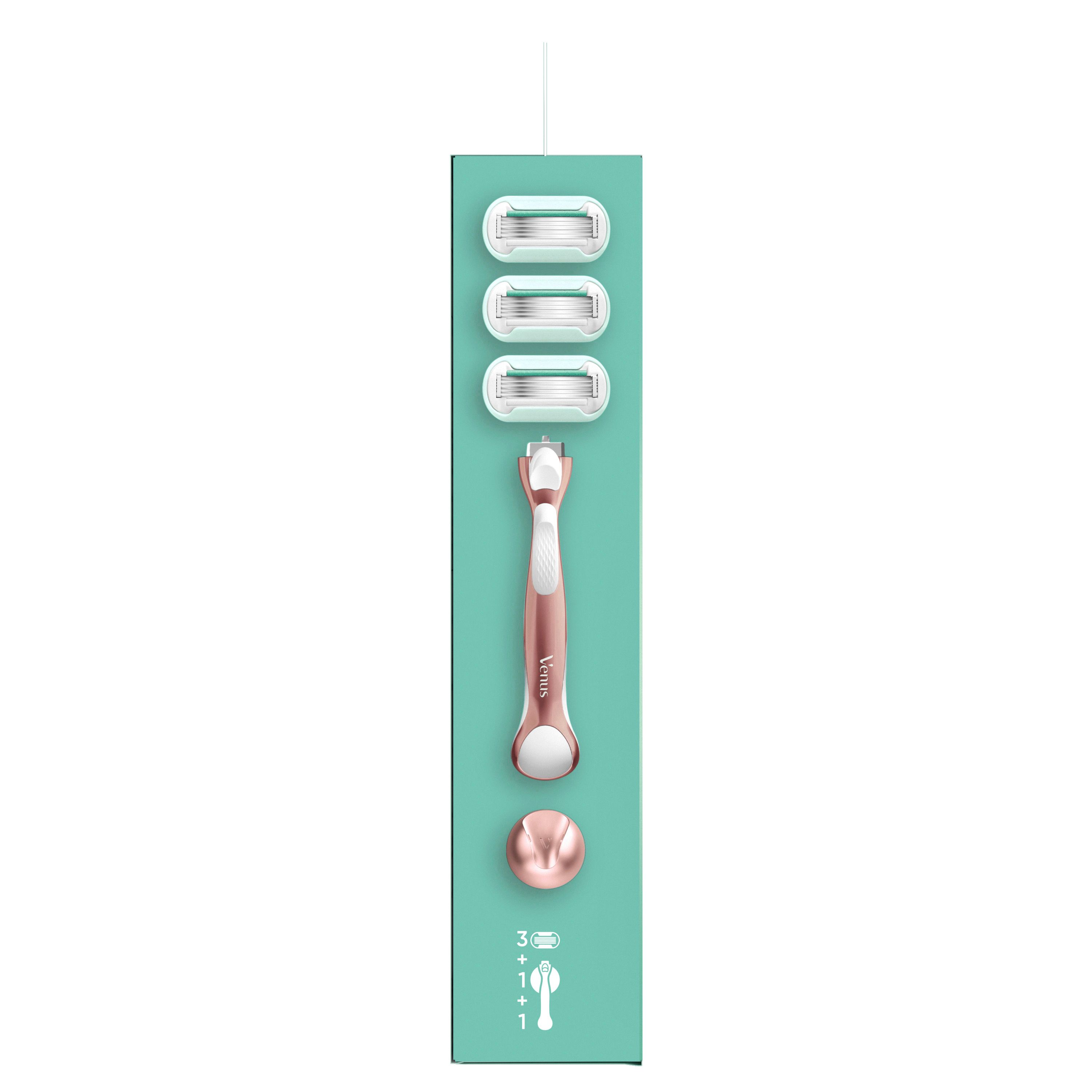Gillette Venus - Damennassrasierer "Smooth Sensitive" + 3 Ersatzklingen + Duschhalterung
