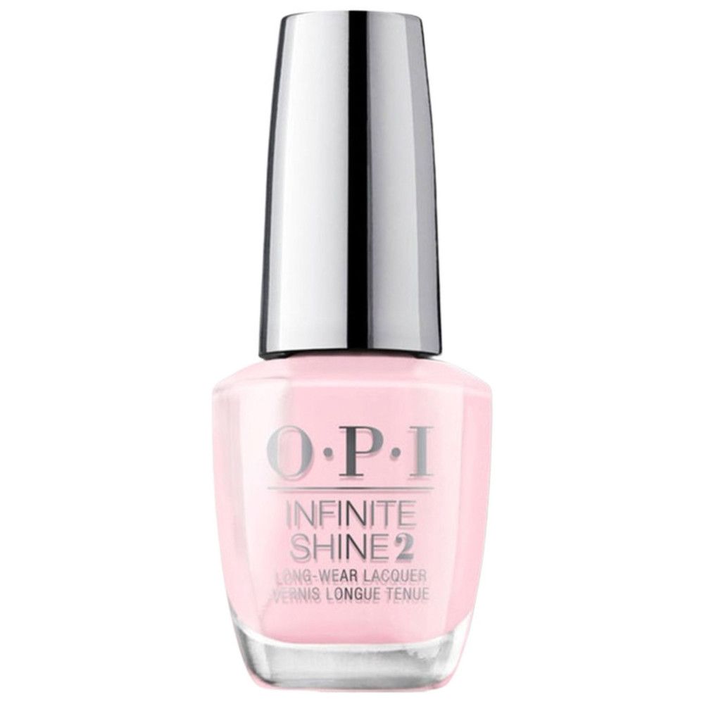 OPI Nagellacke Infinite Shine 2, rosa Flasche mit silbernem Deckel. Marke und Produktname sichtbar.