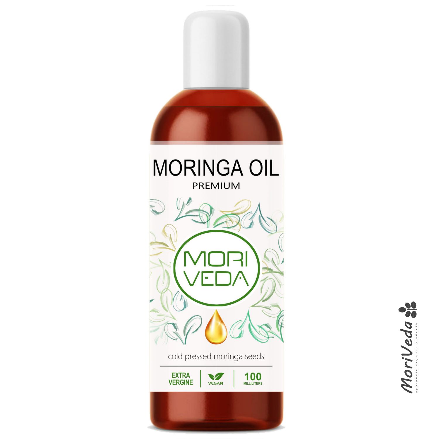 Moriveda Moringa Öl Premium, Erstpressung aus geschälten Oleifera Samen & Schoten 100 ml