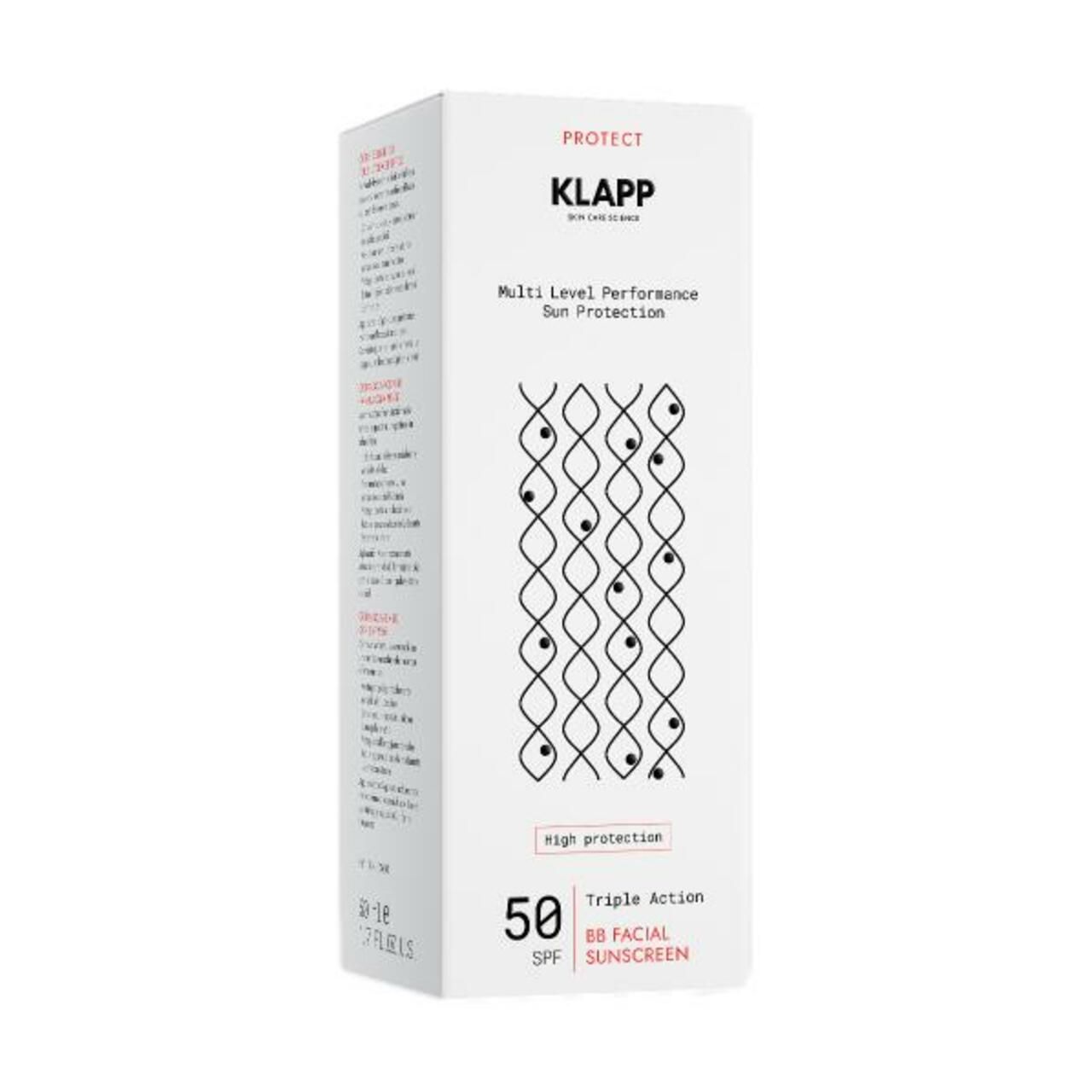 Klapp, Multi Level Performance Sun Protection Triple Action Facial Sunscreen BB 50 SPF