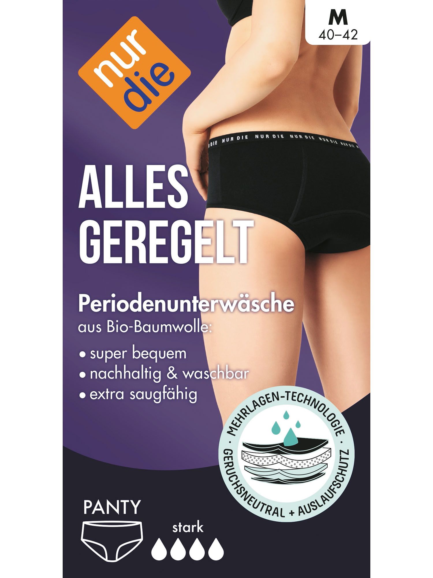 NUR DIE Periodenunterwäsche Alles Geregelt Panty stark - schwarz - Größe 48-50