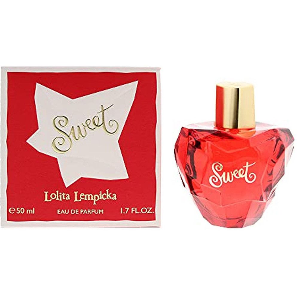 Roter Flakon und Verpackung. Aufschrift "Sweet". Marke "Lolita Lempicka". 50 ml. Eau de Parfum.