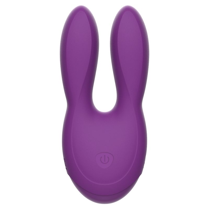 Lila Stimulator mit zwei Flügeln. Power-Symbol sichtbar.