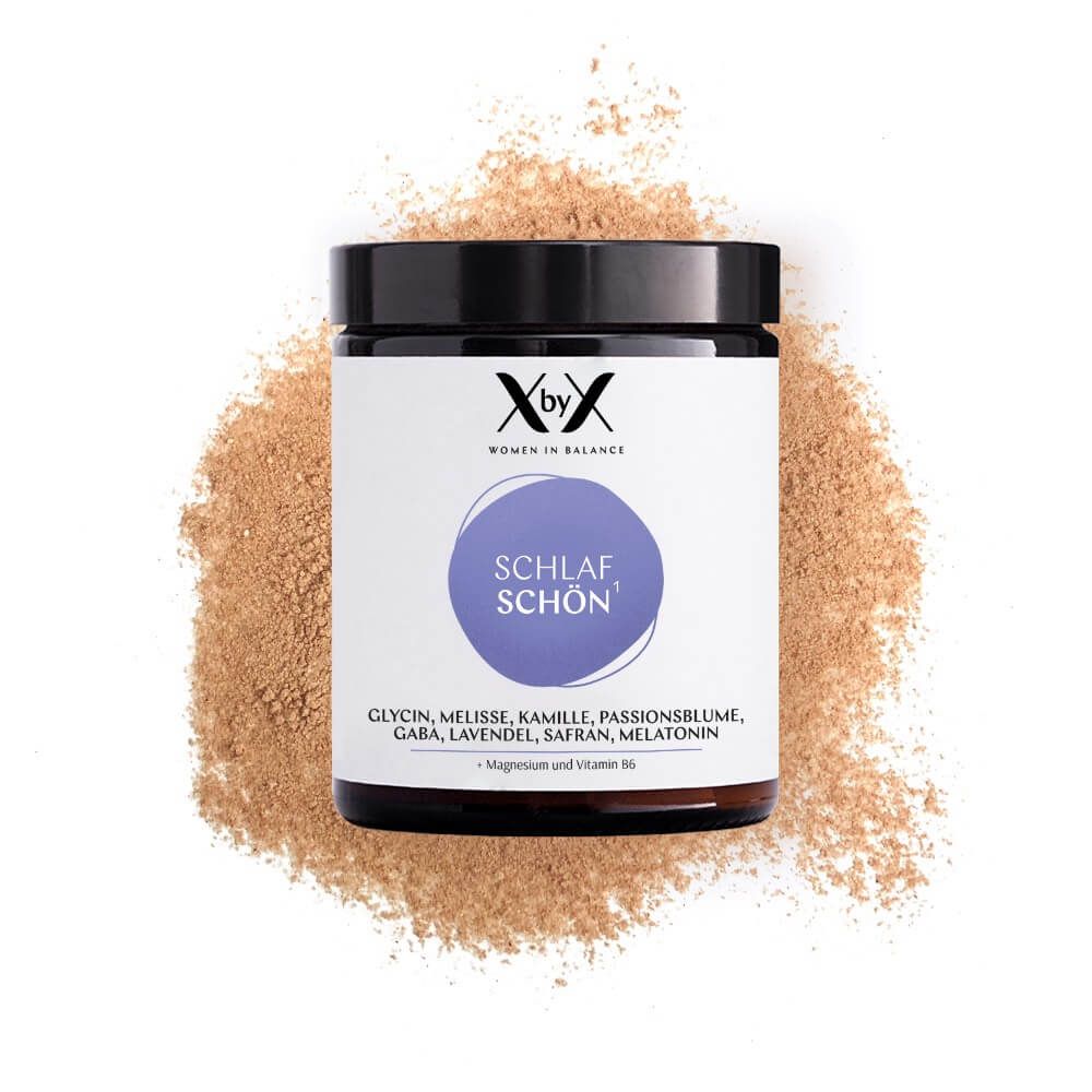 XbyX® Schlaf Schön – Melatonin Pulver Einschlafen¹ Melisse, Passionsblume, Lavendel für Frauen 120 g