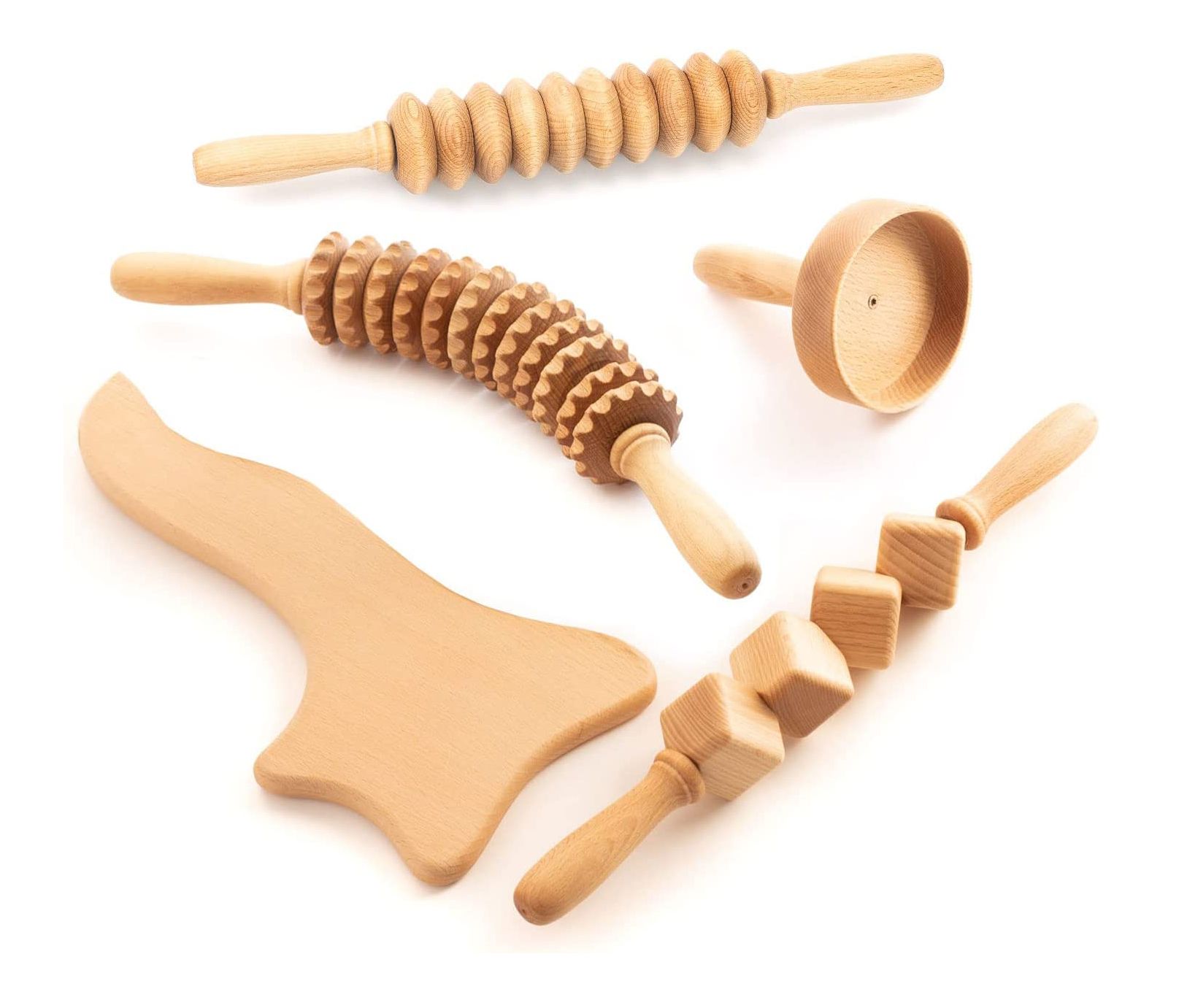tuuli Maderotherapie Holz Set Massagegerät Roller Cellulite Lymphdrainage Gerät Schwedische Tasse