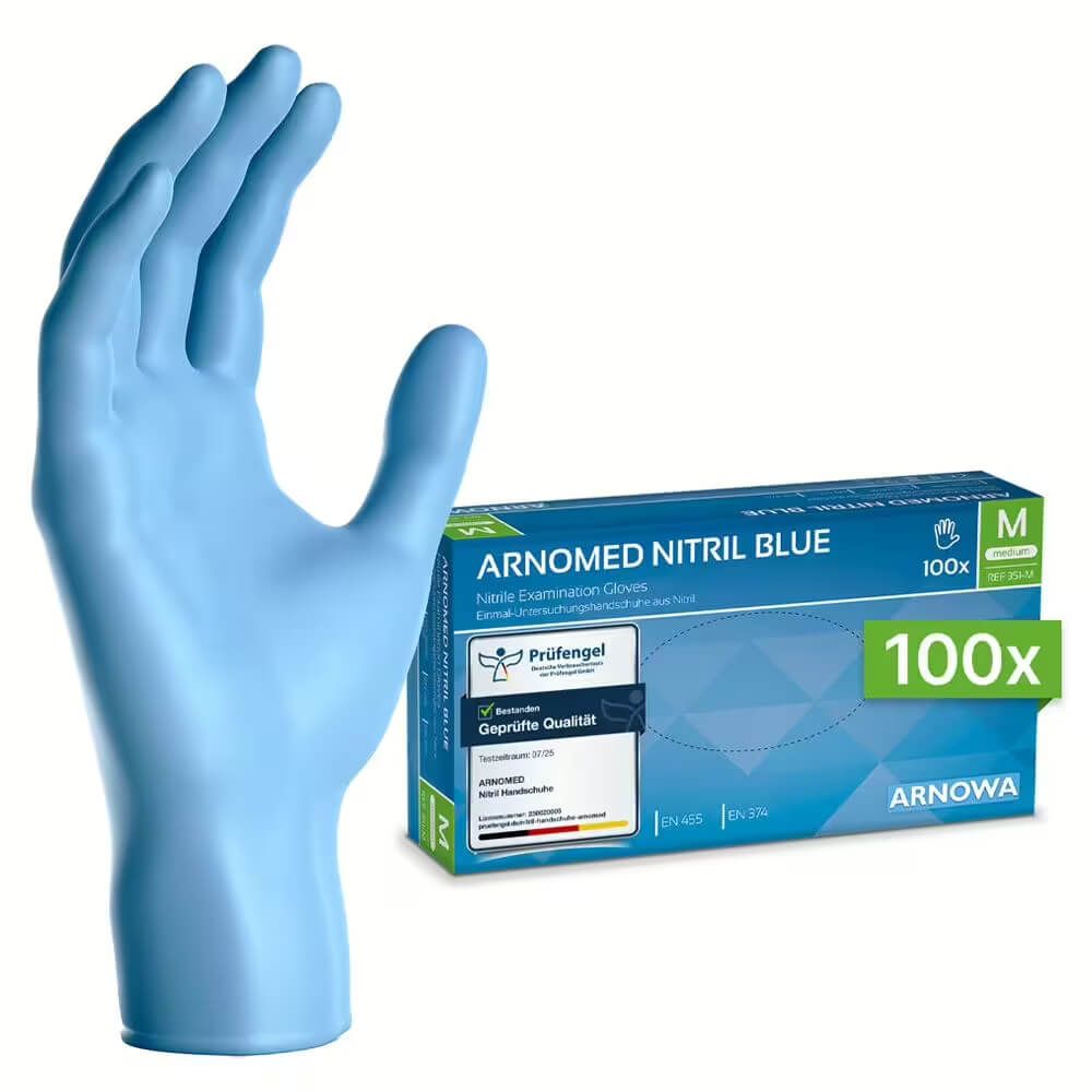 Arnowa Arnomed Nitril Blue Untersuchungshandschuhe Gr. M 100 Pk Handschuhe