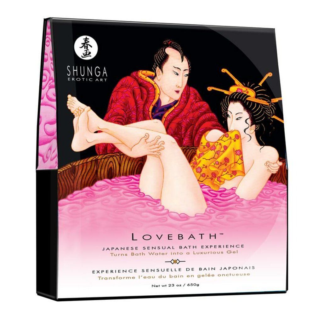Shunga Lovebath Box mit japanischer Kunst. Enthält ein Produkt für ein luxuriöses Badeerlebnis.