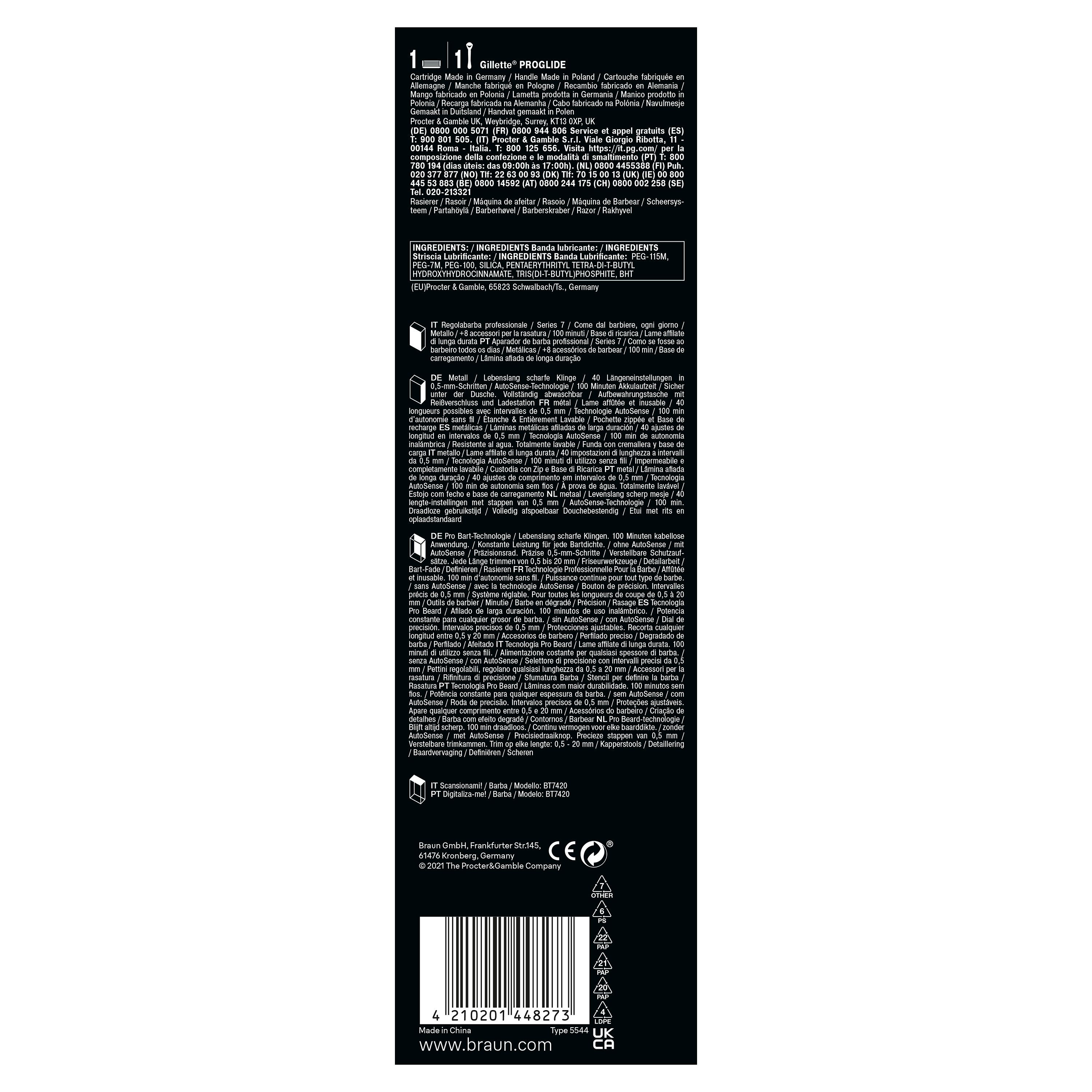 Verpackung mit Text und Informationen. Text: Inhaltsstoffe, Herstellerinformationen, CE-Zeichen.