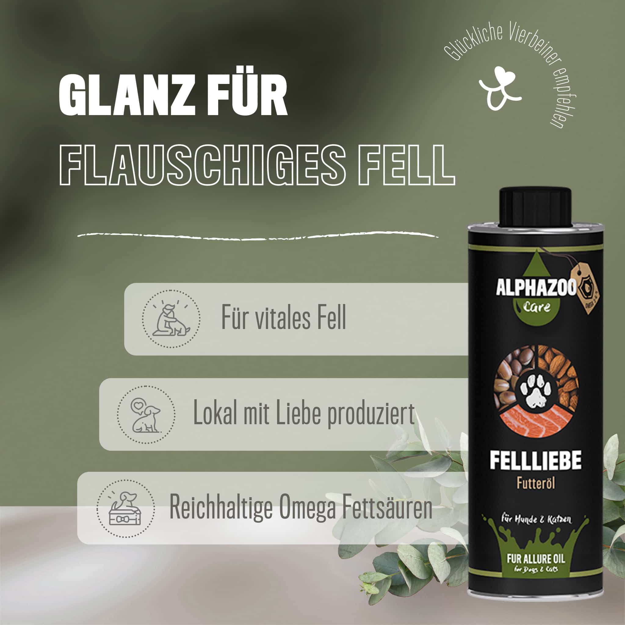 ALPHAZOO Fellliebe Futteröl 250ml I Hunde & Katzen
