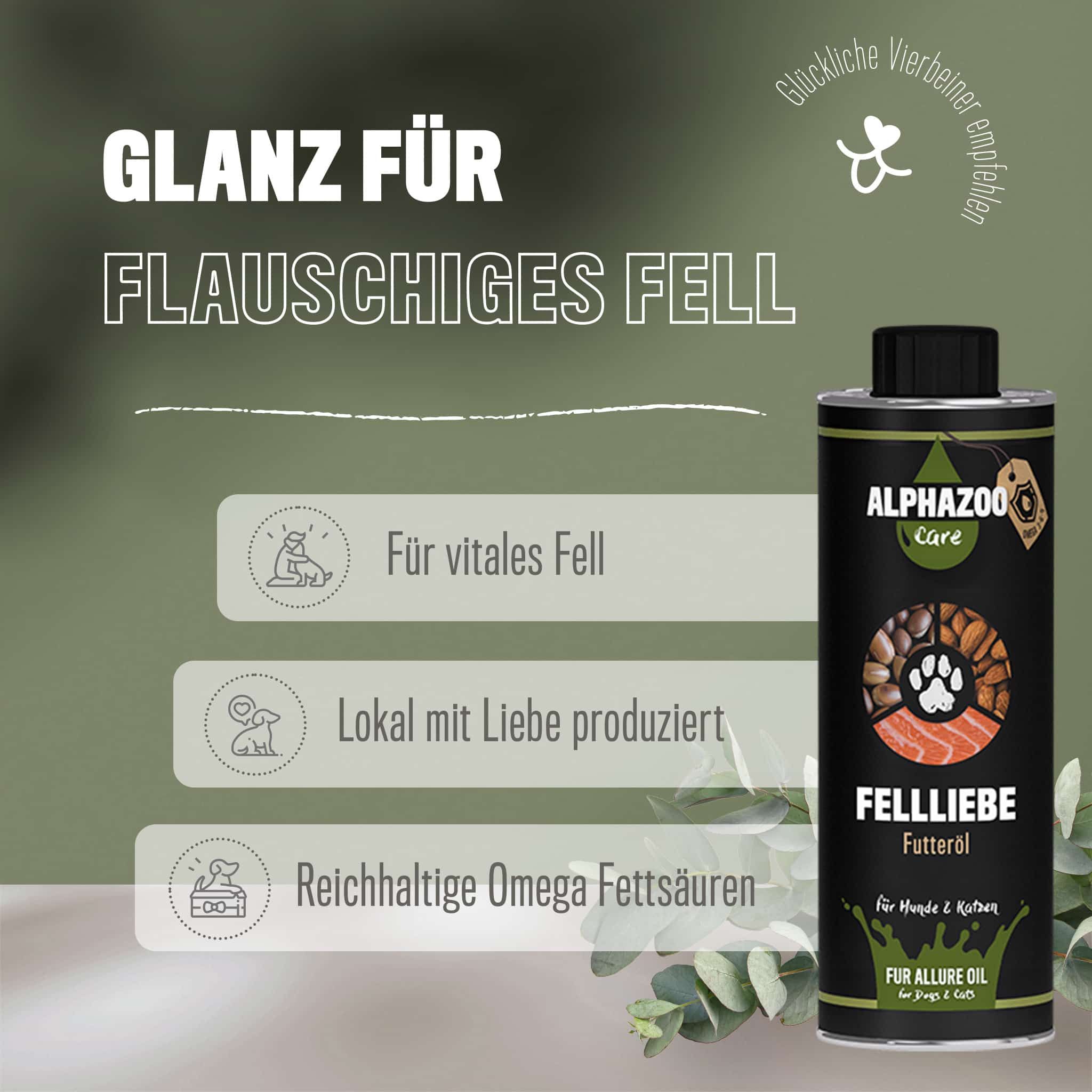 Alphazoo Fellliebe Futteröl für Hunde und Katzen 250 ml Öl