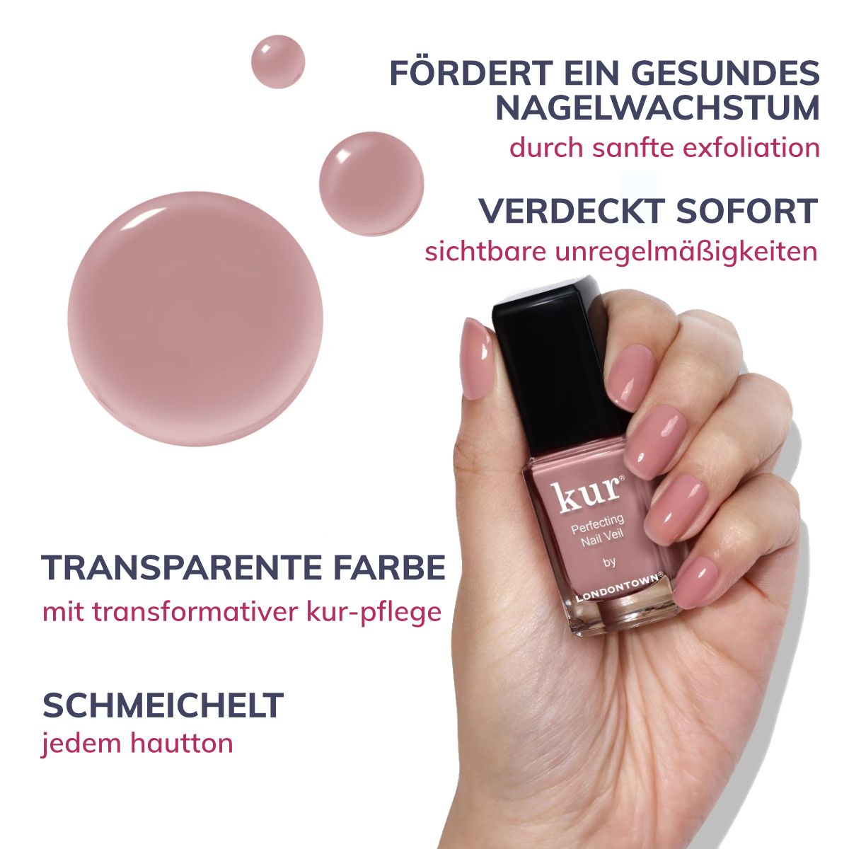 LONDONTOWN kur Nail Veil No.3 stärkende getönte Nagelpflege