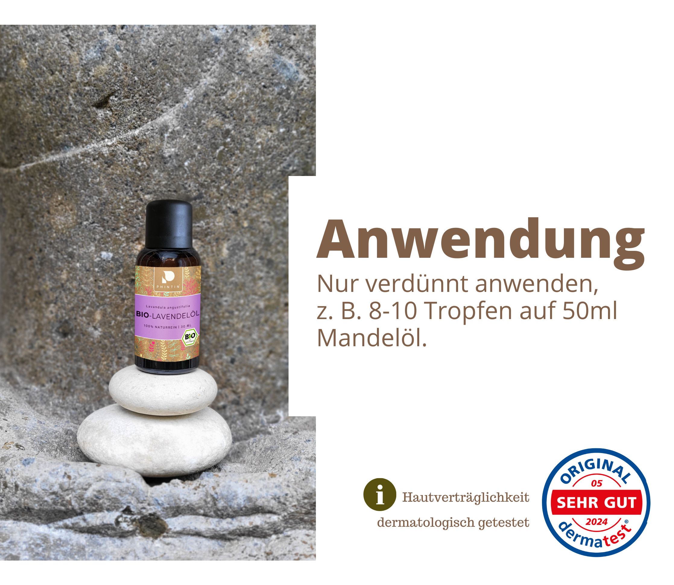 PHINTIN Bio Lavendelöl – 100 % naturrein, ätherisches Öl (Lebensmittelqualität)
