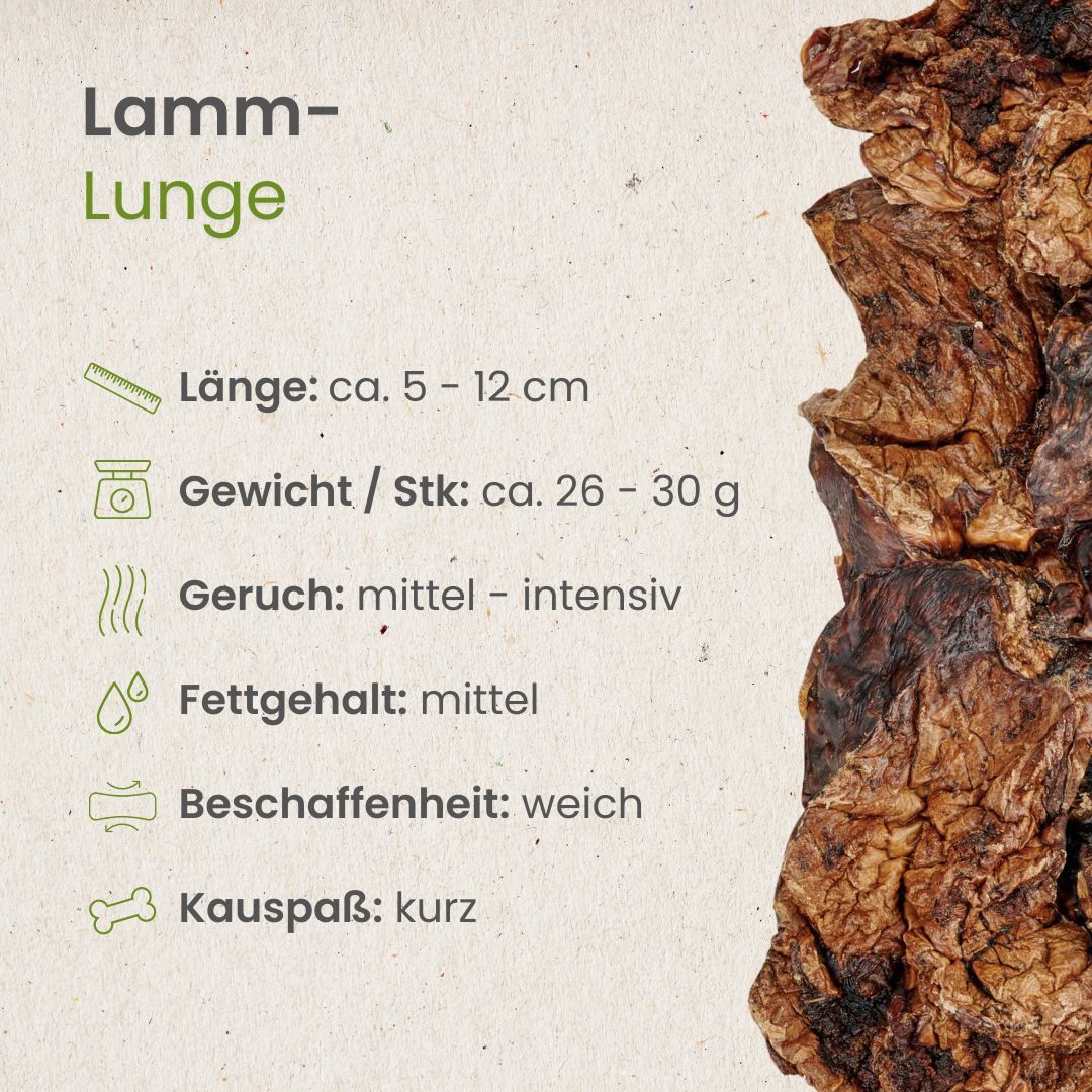 Lamm-Lunge, ca. 5-12 cm lang, 26-30 g schwer, weiche Beschaffenheit.
