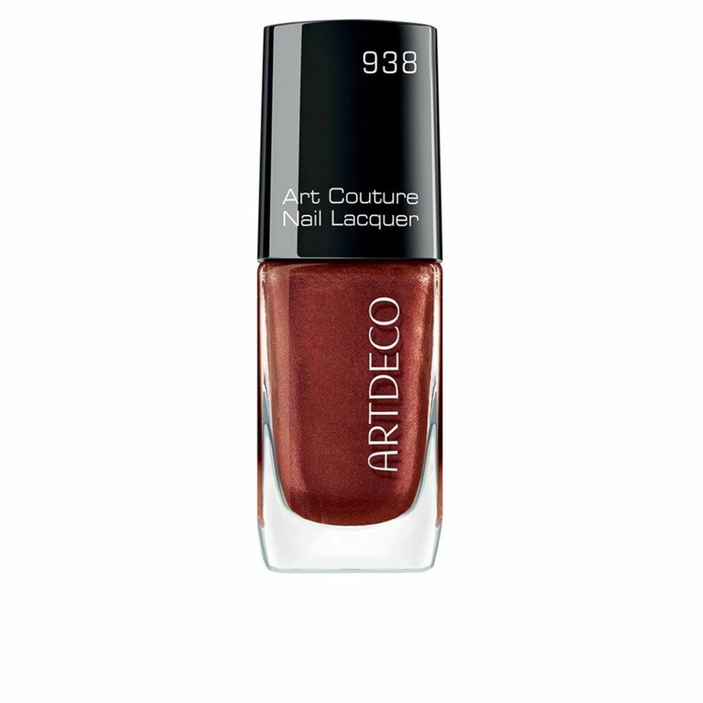 Artdeco Art Couture Nagellack. Flasche mit braunem Lack, schwarzem Deckel. Aufschrift: 938, Art Couture Nail Lacquer, ARTDECO.
