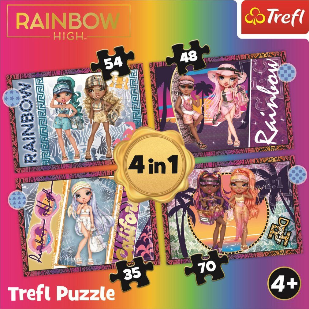 trefl Puzzle Rainbow High: Modepuppen 4in1 (35,48,54,70 Teile)
