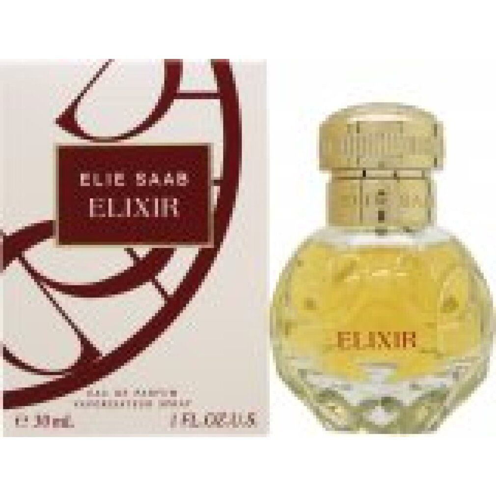Flakon und Verpackung. Aufschrift "ELIXIR". Marke: Elie Saab. 30 ml.