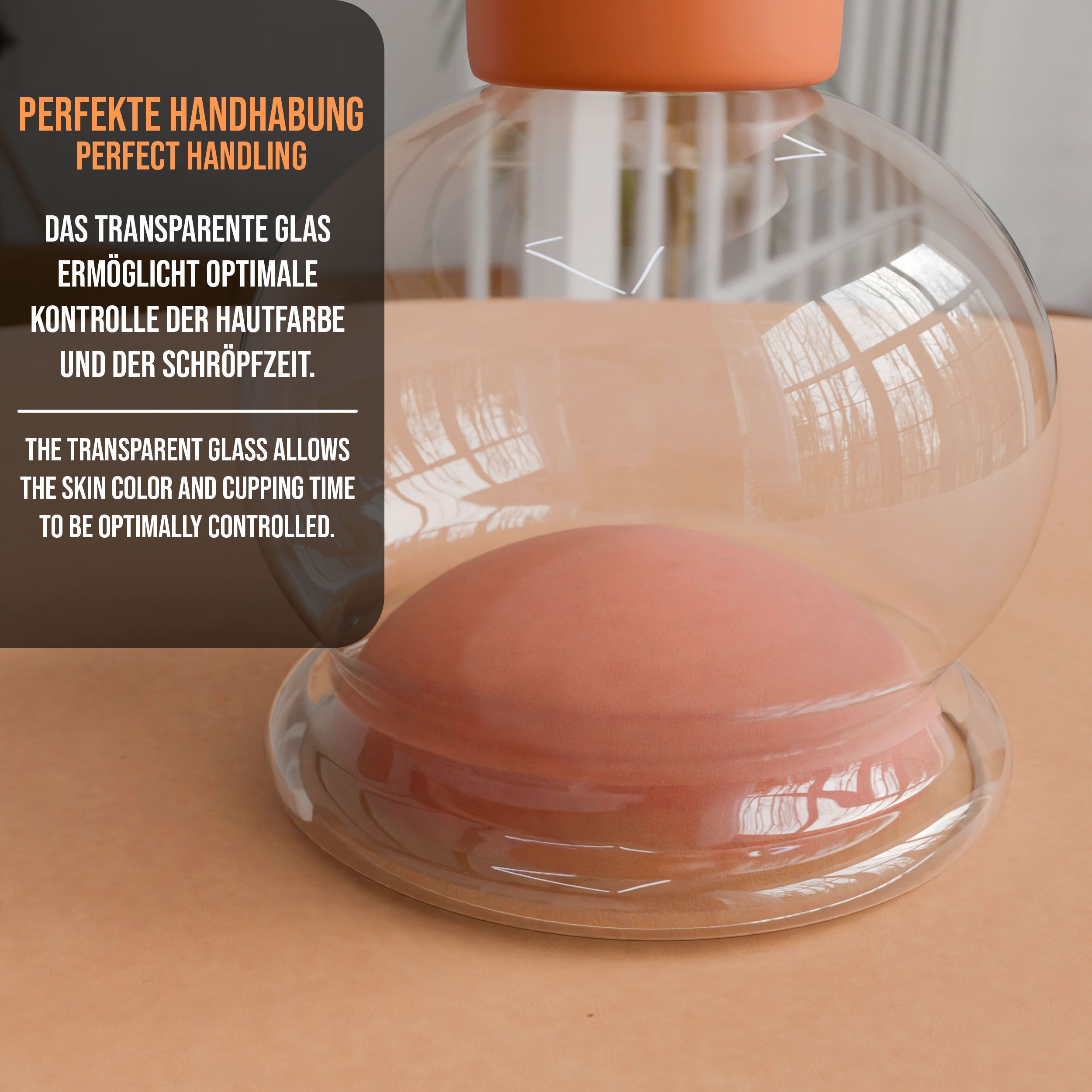 Pulox Schröpfglas aus Echtglas mit Saugball - 32mm in Braun