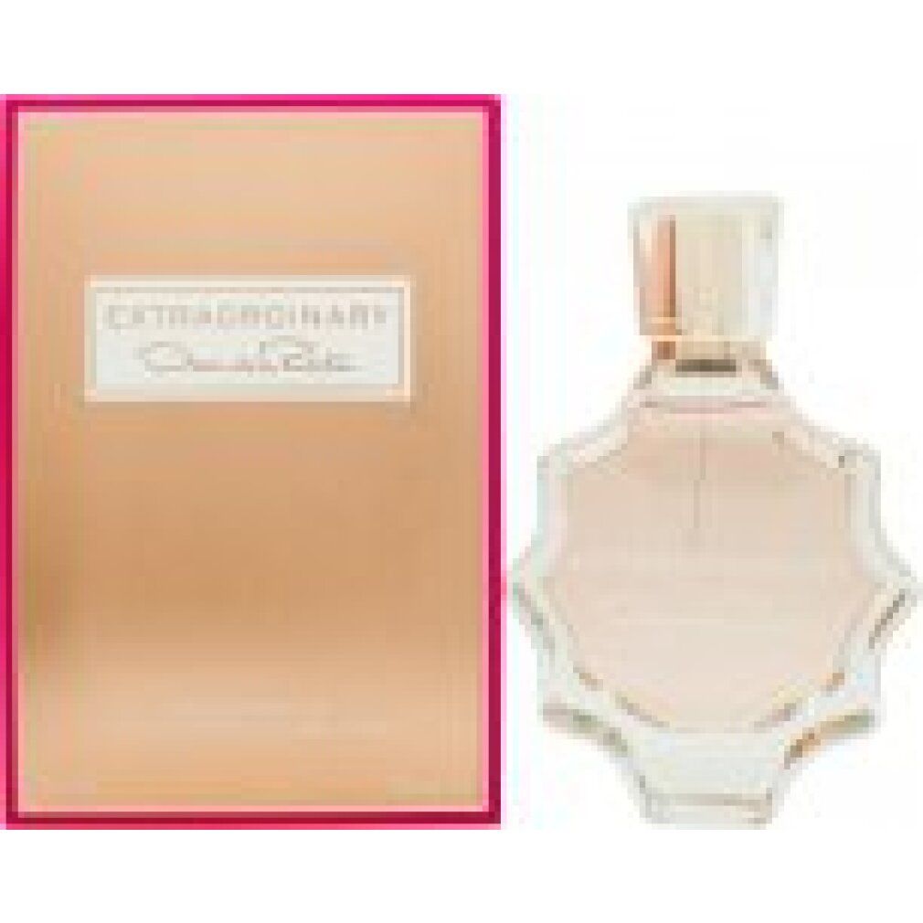 Parfümflakon und Schachtel. Flakon mit sternförmigem Design, rosa Flüssigkeit. Schachtel mit Schriftzug.