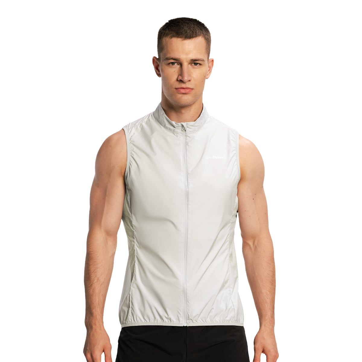 GymBeam Weste Herren slim mit Reißverschluss, Stehkragen, Pulse X Grau 1 St