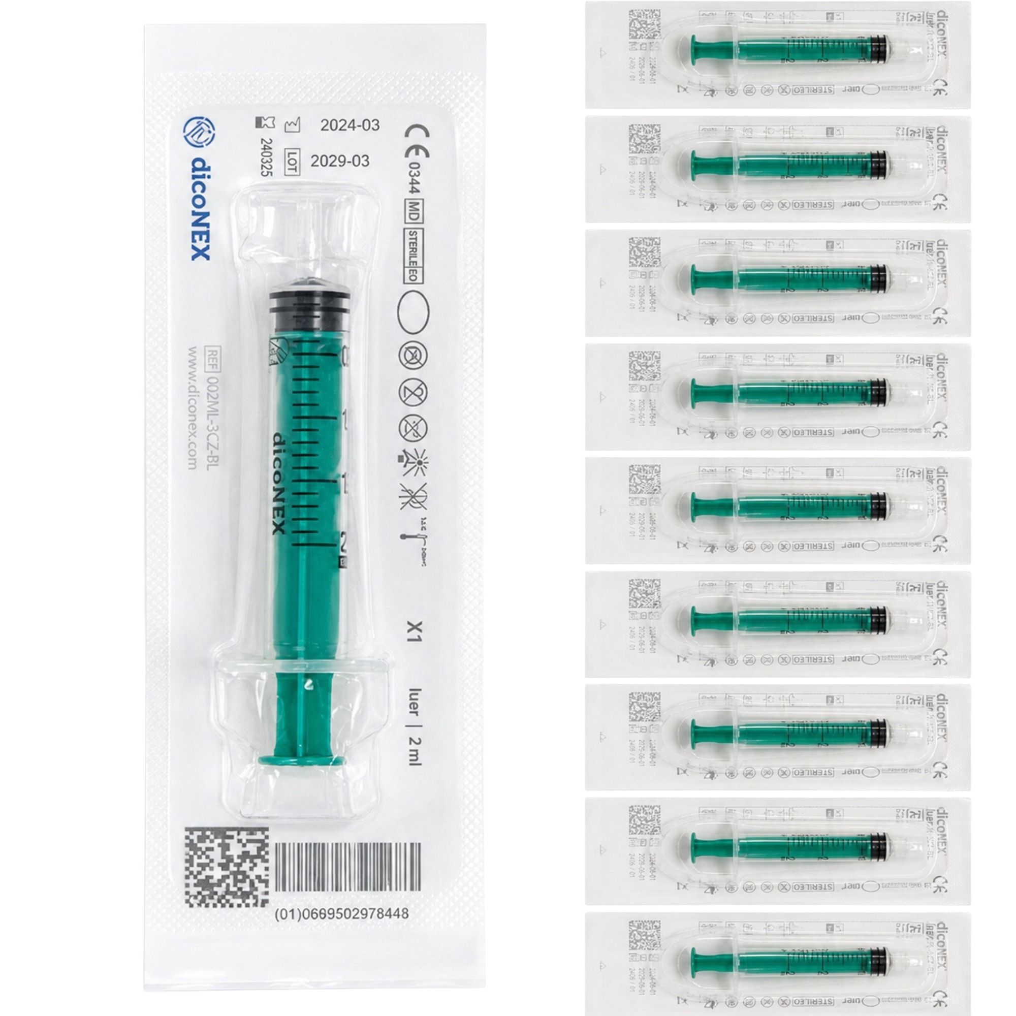 dicoNEX Einmalspritze 2 ml Luer-Slip steril 0,1 ml Graduierung